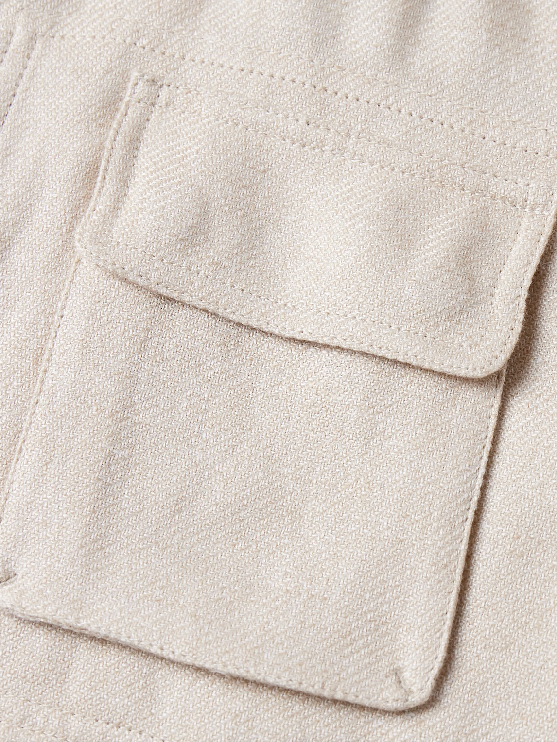 Shop Brunello Cucinelli Linen, Wool And Silk-blend Twill Harrington Jacket In Neutrals