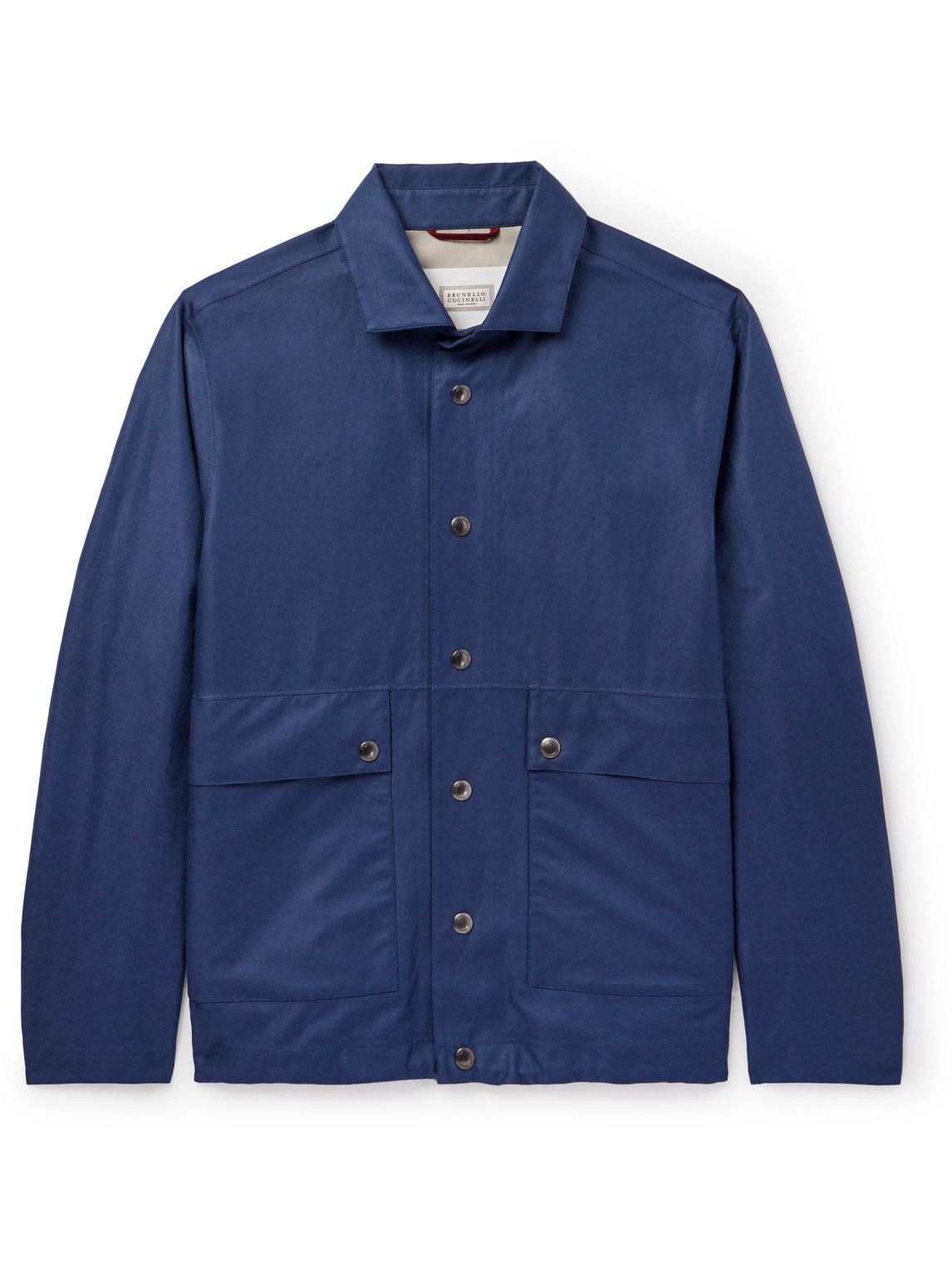 Brunello Cucinelli Linen And Silk-blend Jacket In Blue