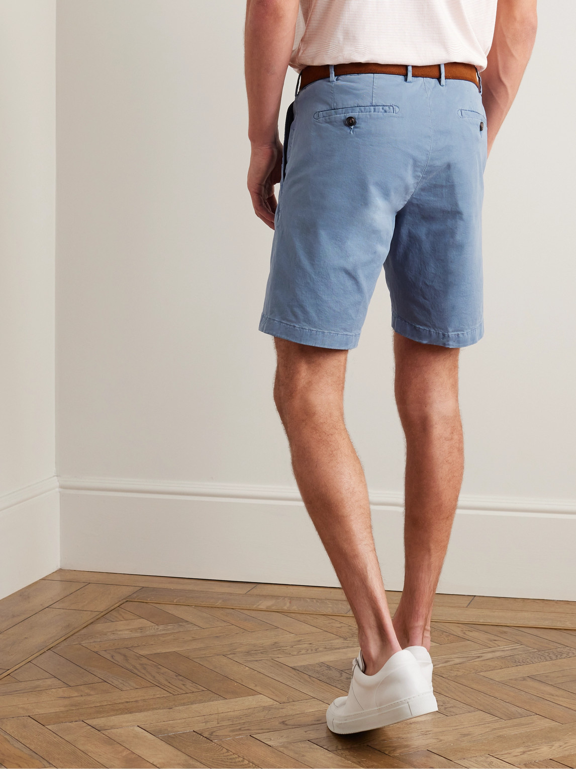 Shop Peter Millar Concorde Garment-dyed Stretch-cotton Twill Shorts In Blue