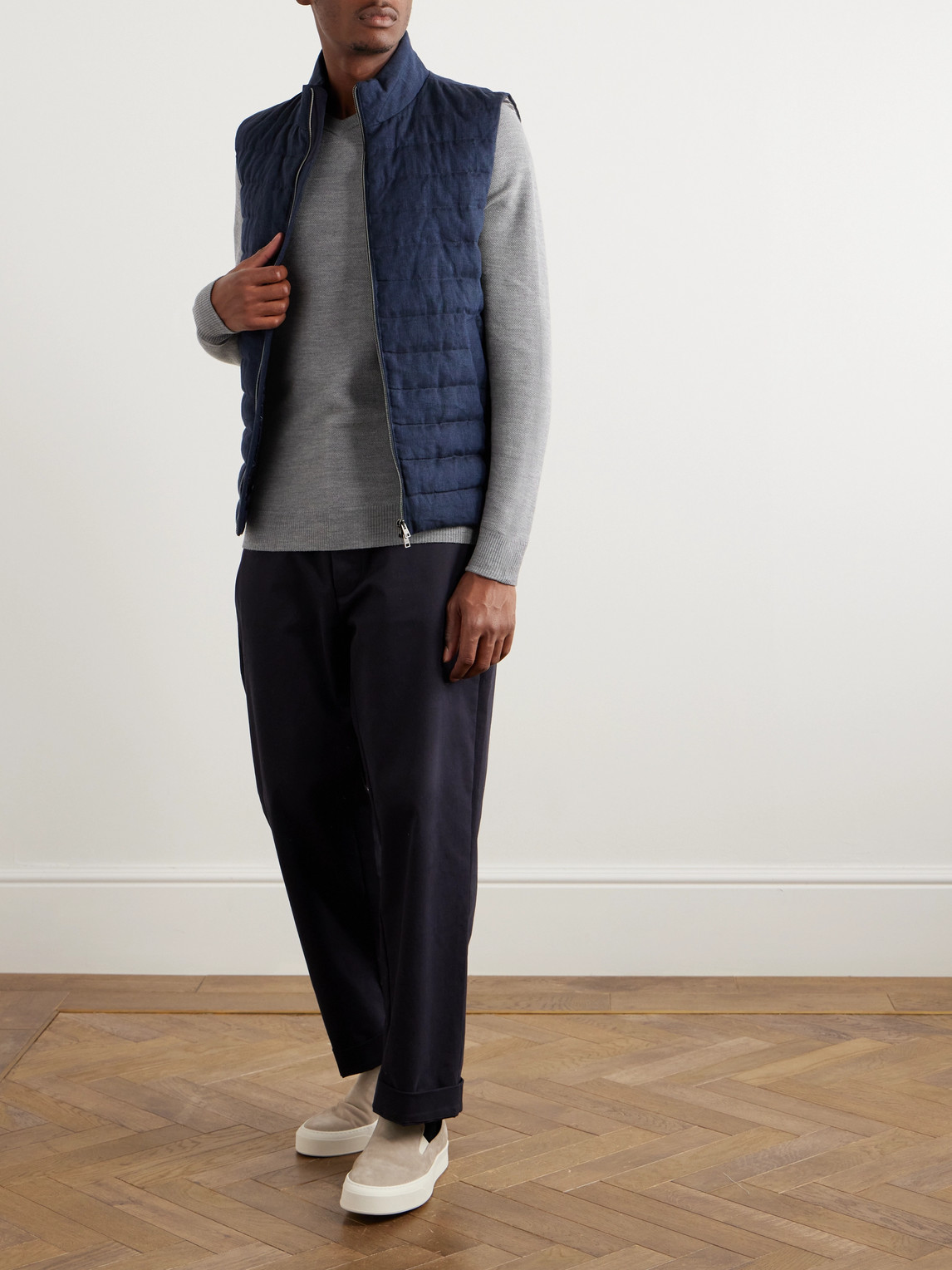 Shop Peter Millar Dover Honeycomb-knit Merino Wool Sweater In Gray