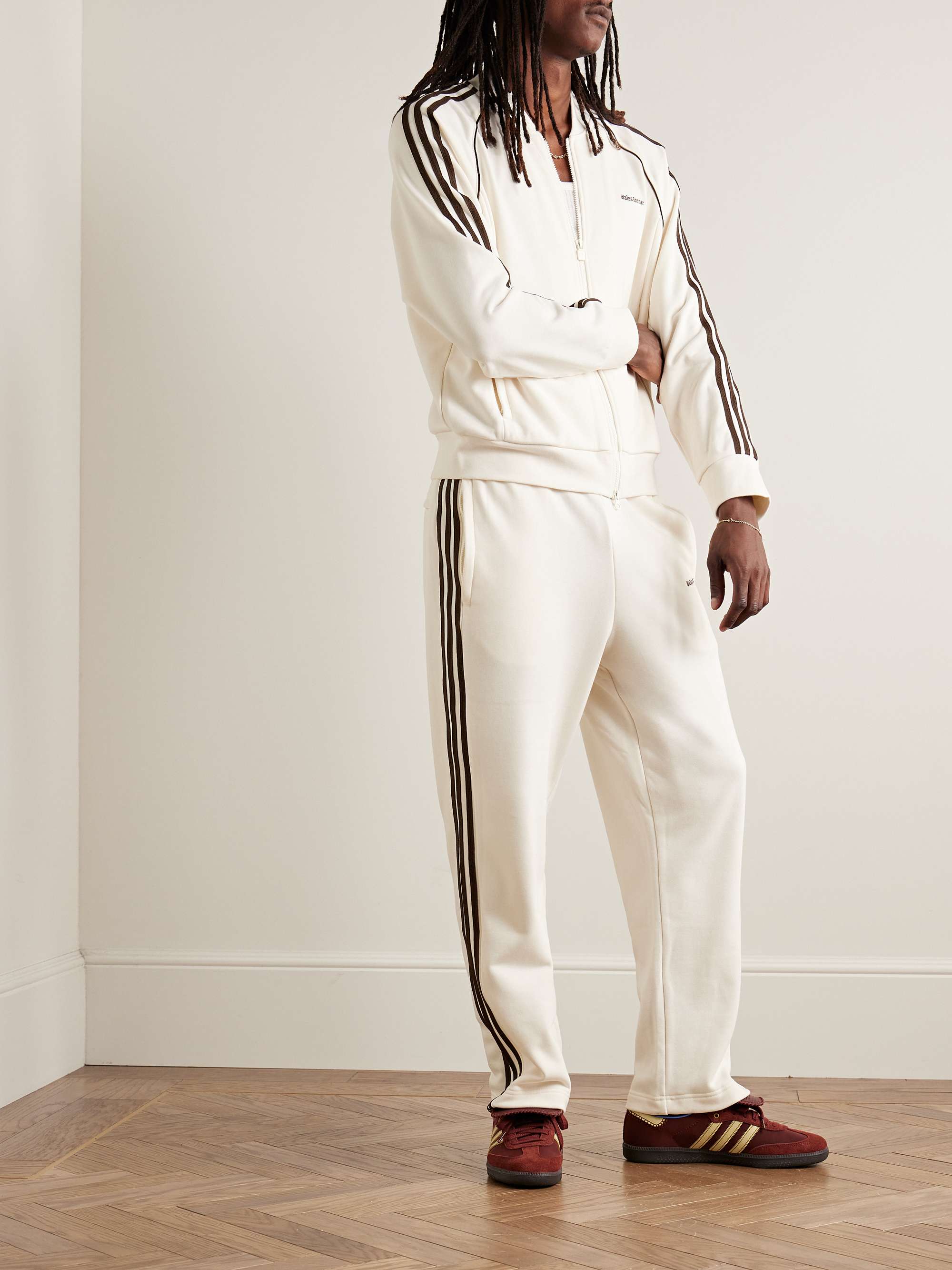 + Wales Bonner mesh-trimmed recycled stretch-knit track jacket