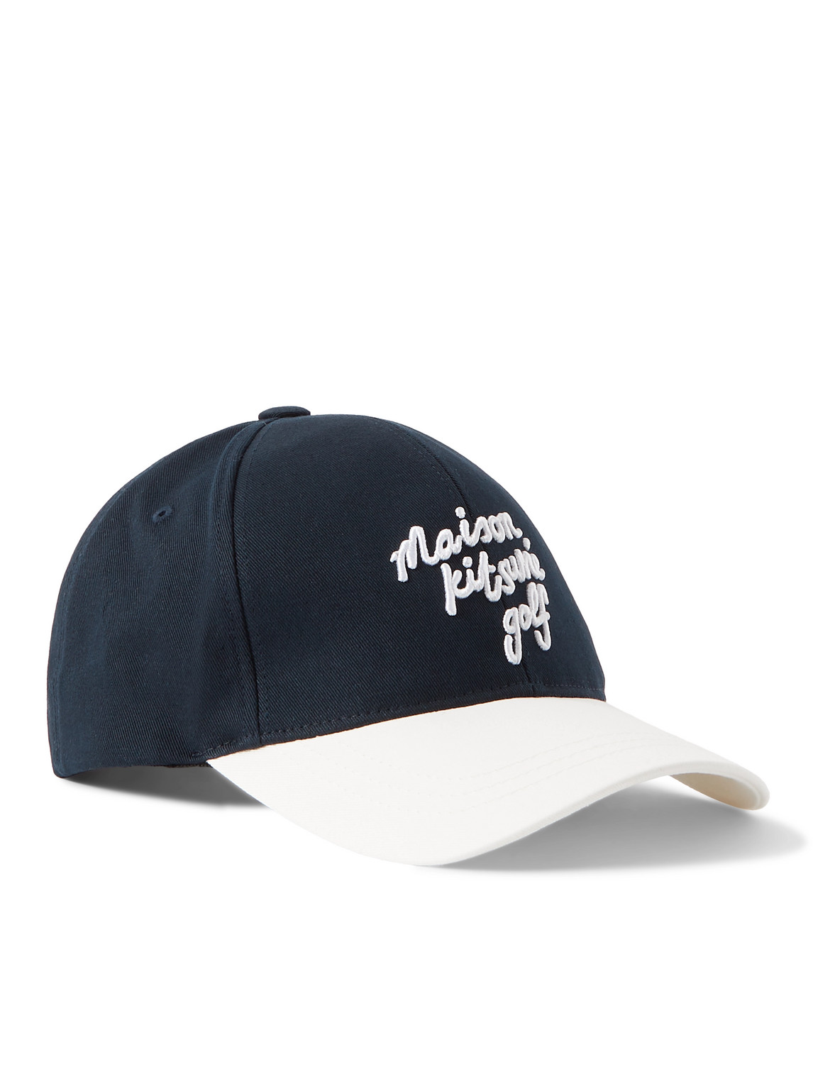 Maison Kitsuné Two-tone Logo-embroidered Cotton-twill Golf Cap In Blue