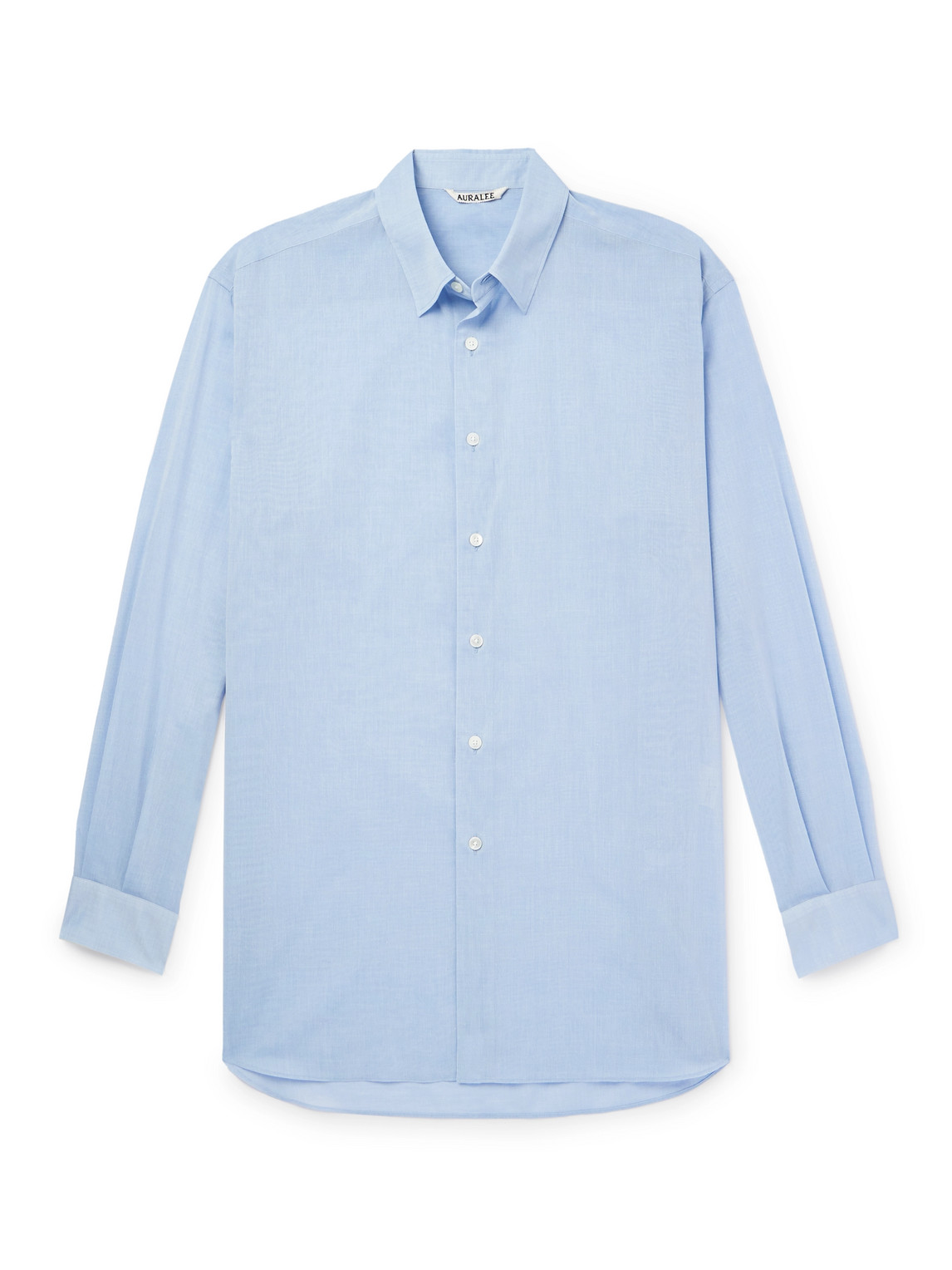 Shop Auralee Cutaway-collar Cotton-organdy Shirt In Blue
