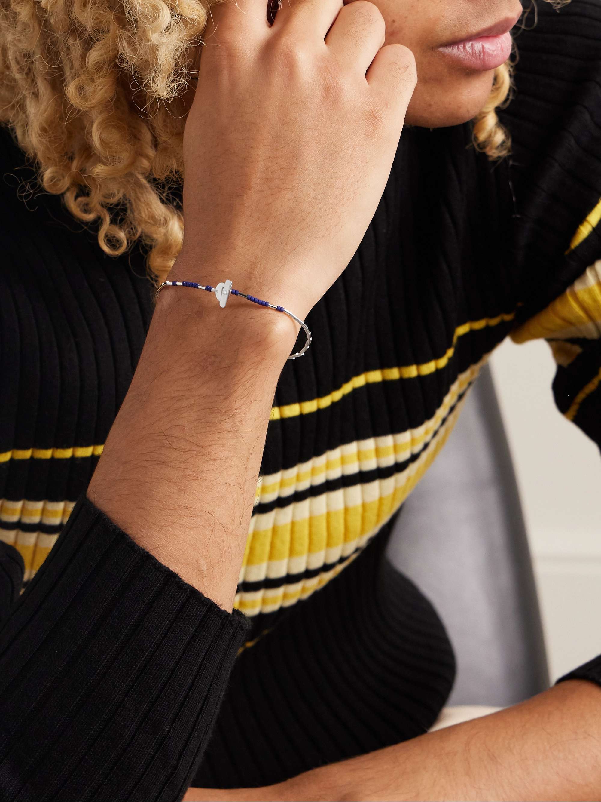 MIANSAI Lani Silver Lapis Lazuli Beaded Bracelet for Men | MR PORTER