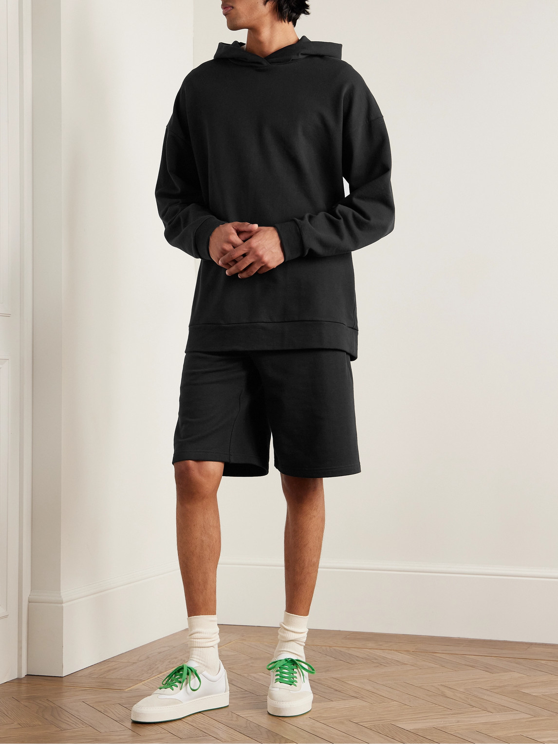 Shop The Row Eston Wide-leg Cotton-jersey Shorts In Black