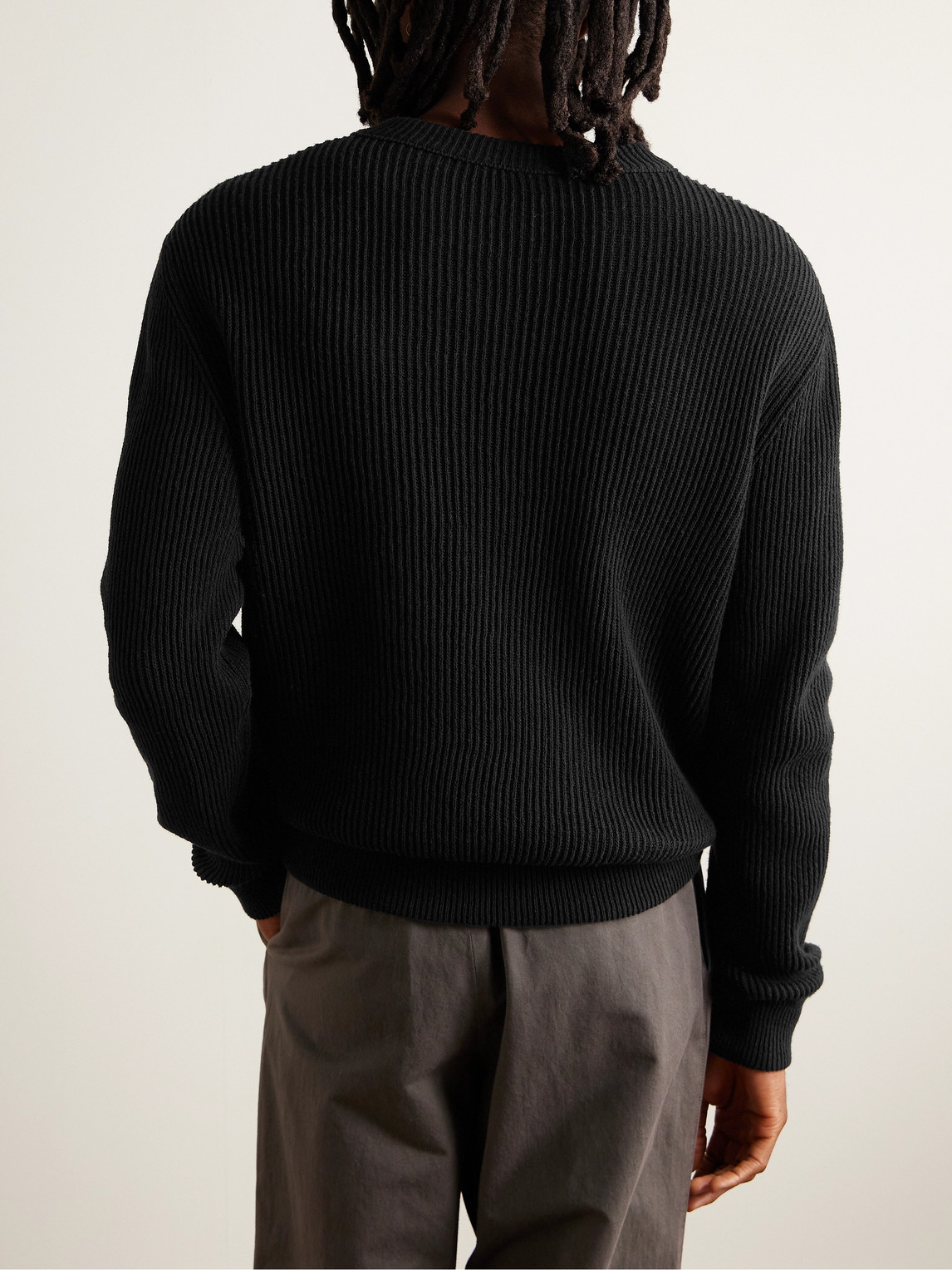 Shop The Row Corbin Ribbed Cotton Sweater In Black