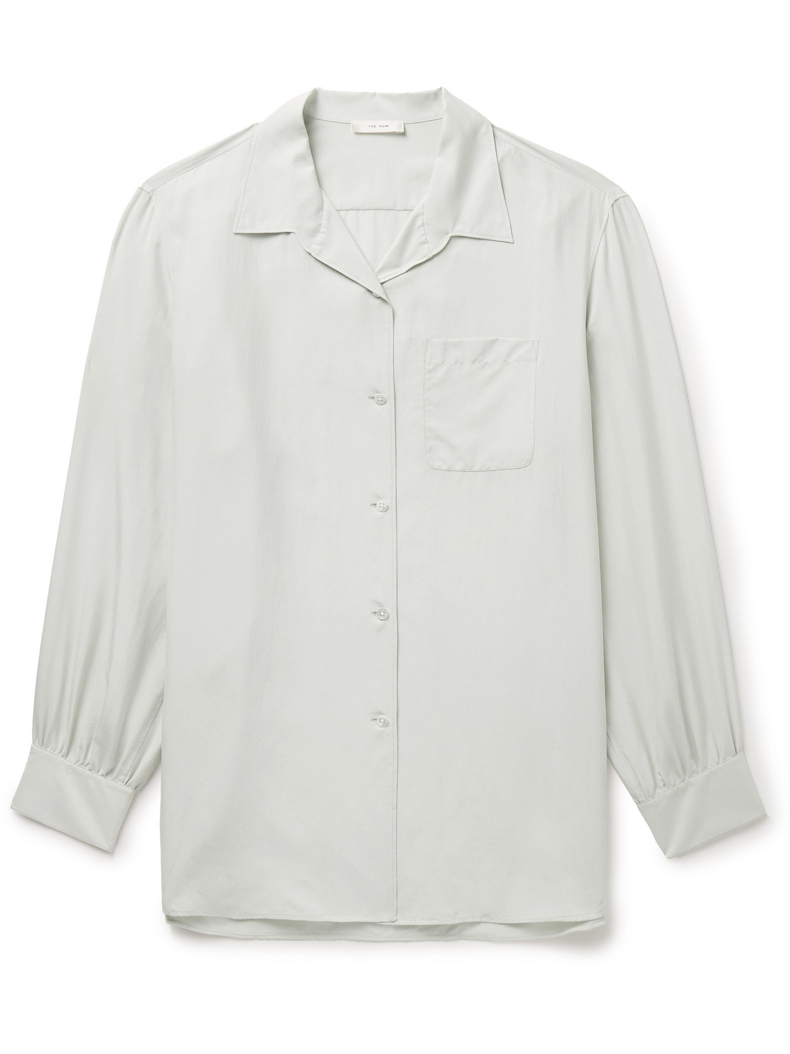 The Row Kiton Camp-collar Silk Shirt In Gray