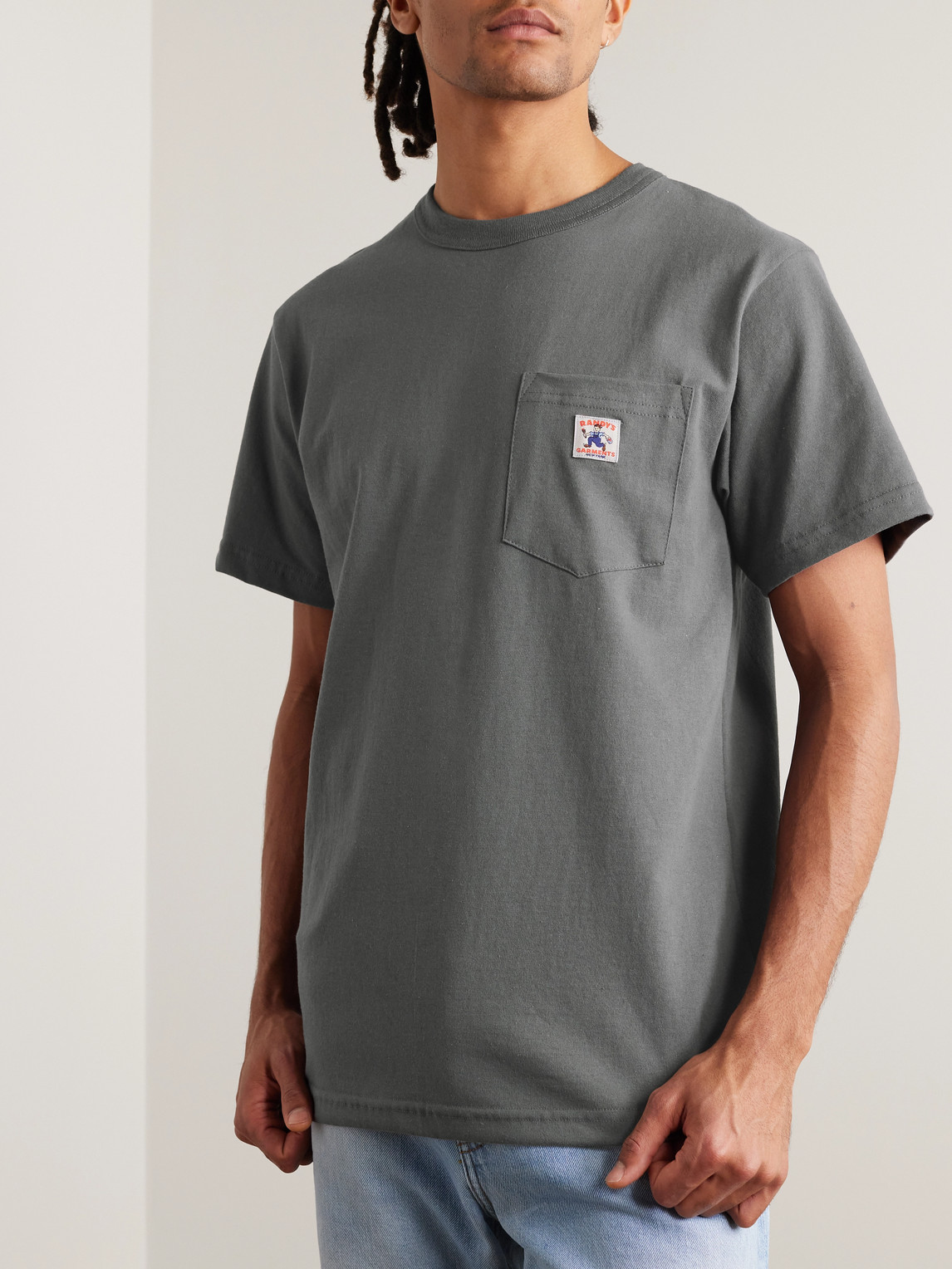 Shop Randy's Garments Logo-appliquéd Cotton-jersey T-shirt In Gray