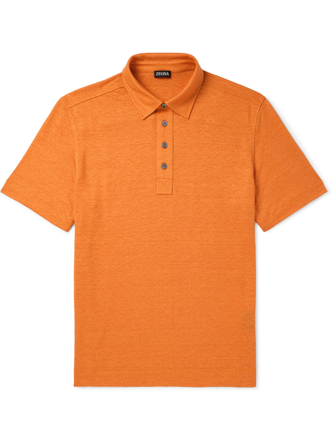Zegna Slim-fit Linen Polo Shirt In Orange
