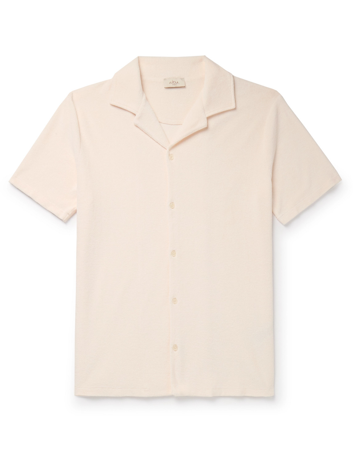 Altea Harvey Camp-collar Cotton-terry Shirt In Neutrals