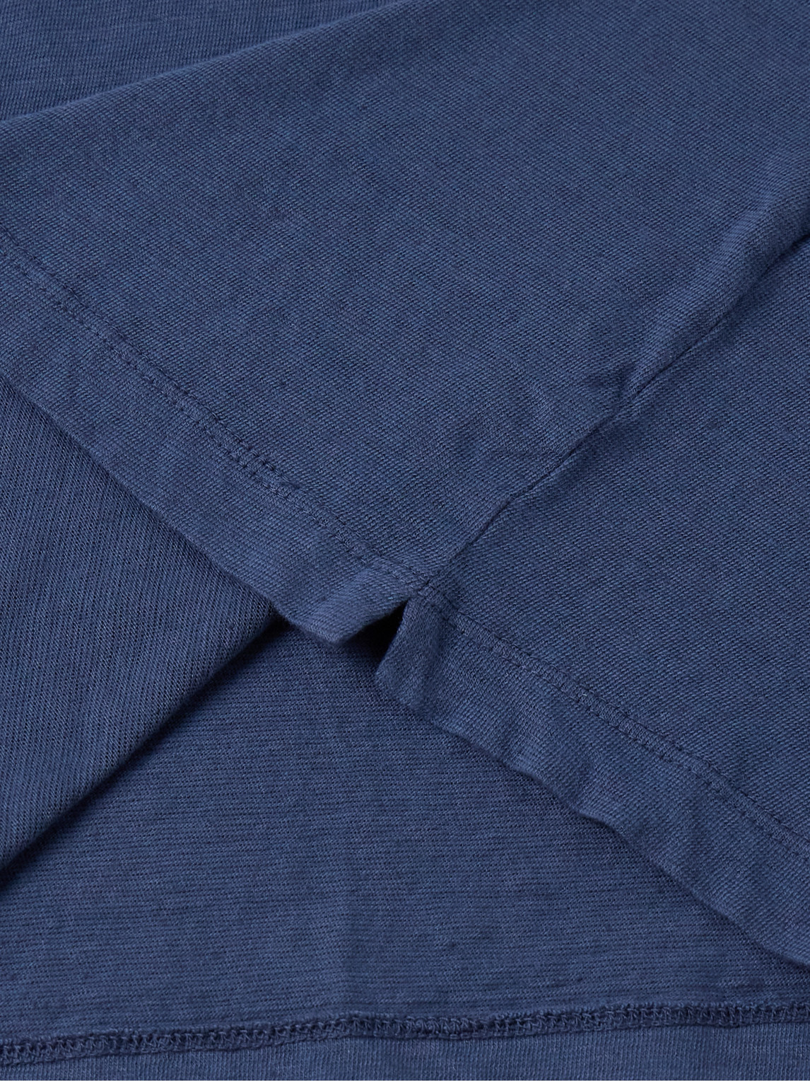 Shop Altea Dennis Cotton And Linen-blend Polo Shirt In Blue