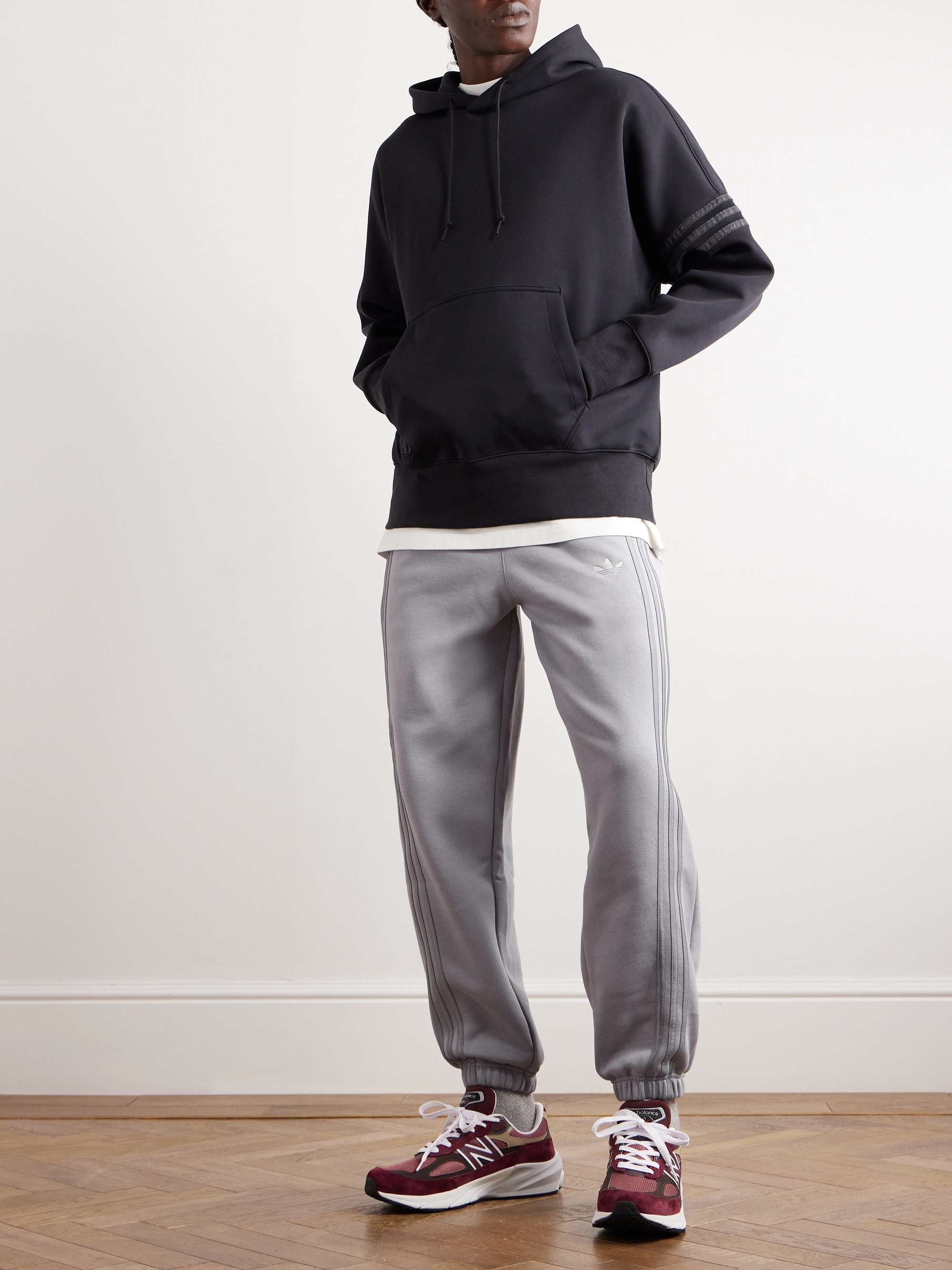 ADIDAS ORIGINALS Tapered Striped Cotton-Blend Jersey Sweatpants for Men ...