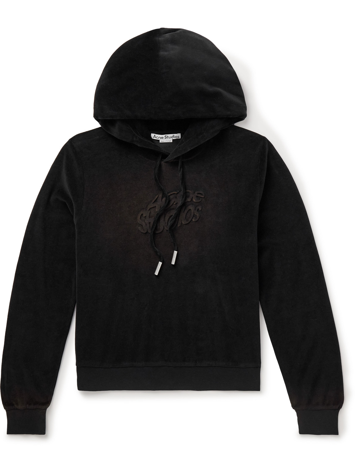 Acne Studios Faro Logo-embossed Cotton-blend Velour Hoodie In Black