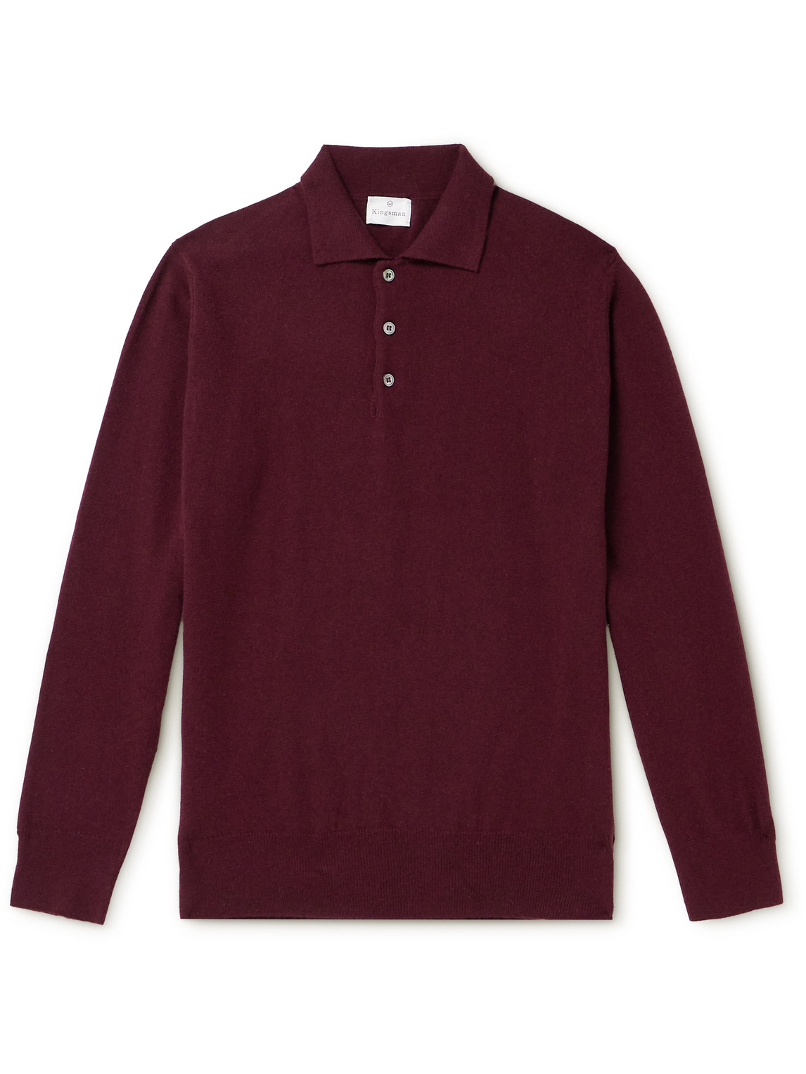 Kingsman Wade Merino Wool And Cashmere-blend Polo Shirt In Burgundy