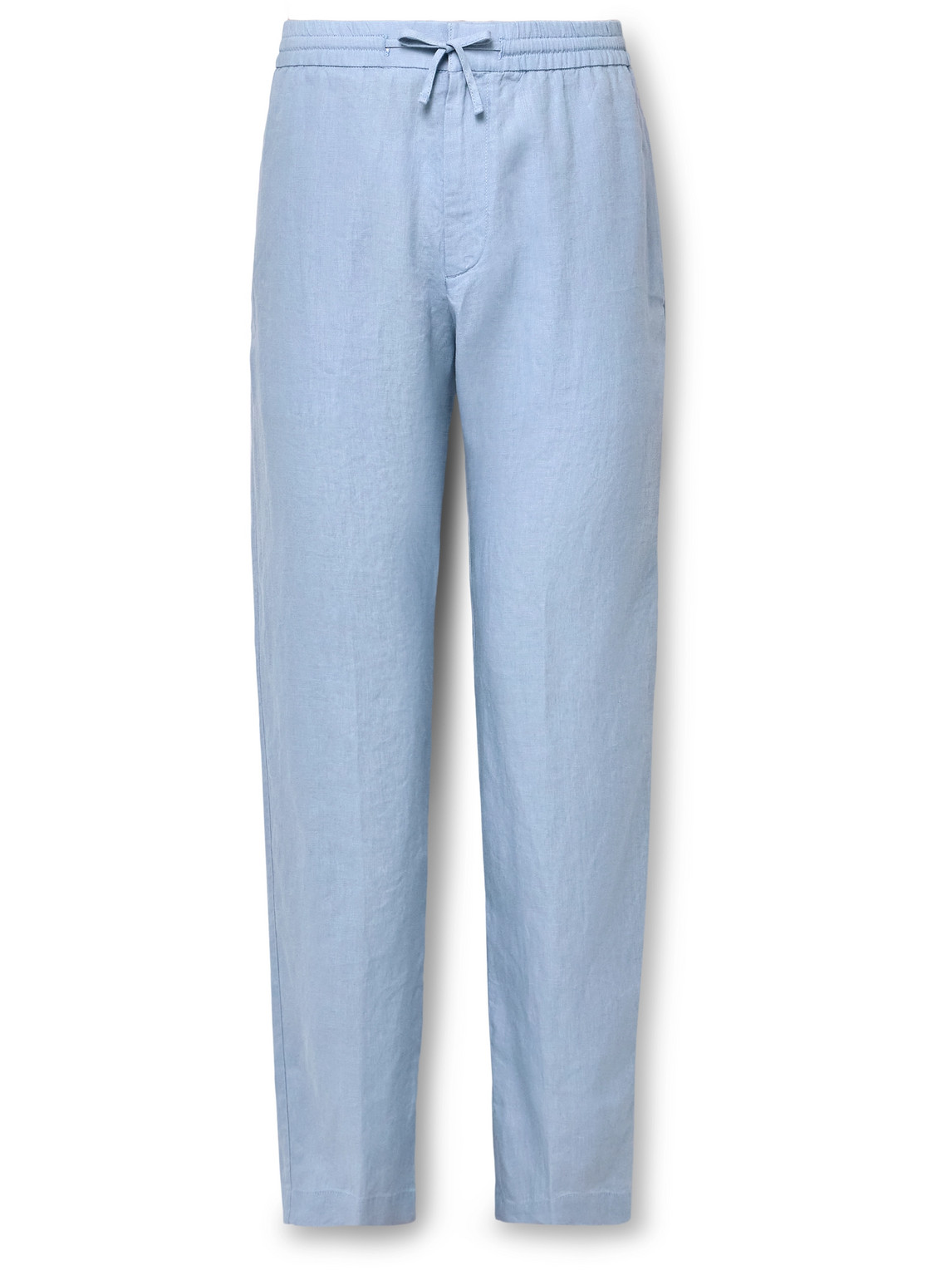 Canali Slim-fit Linen Drawstring Trousers In Blue