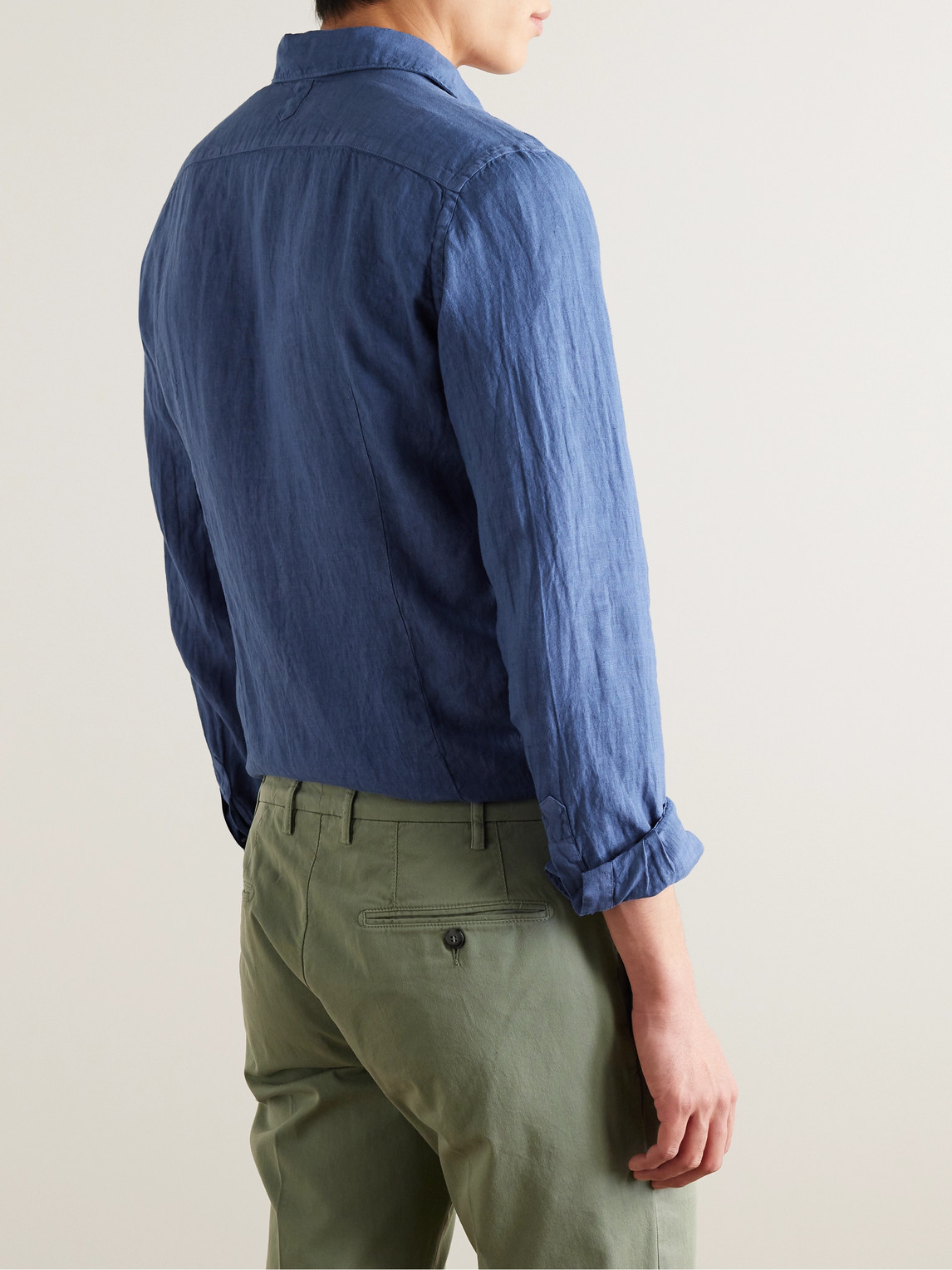 Shop Canali Linen Shirt In Blue