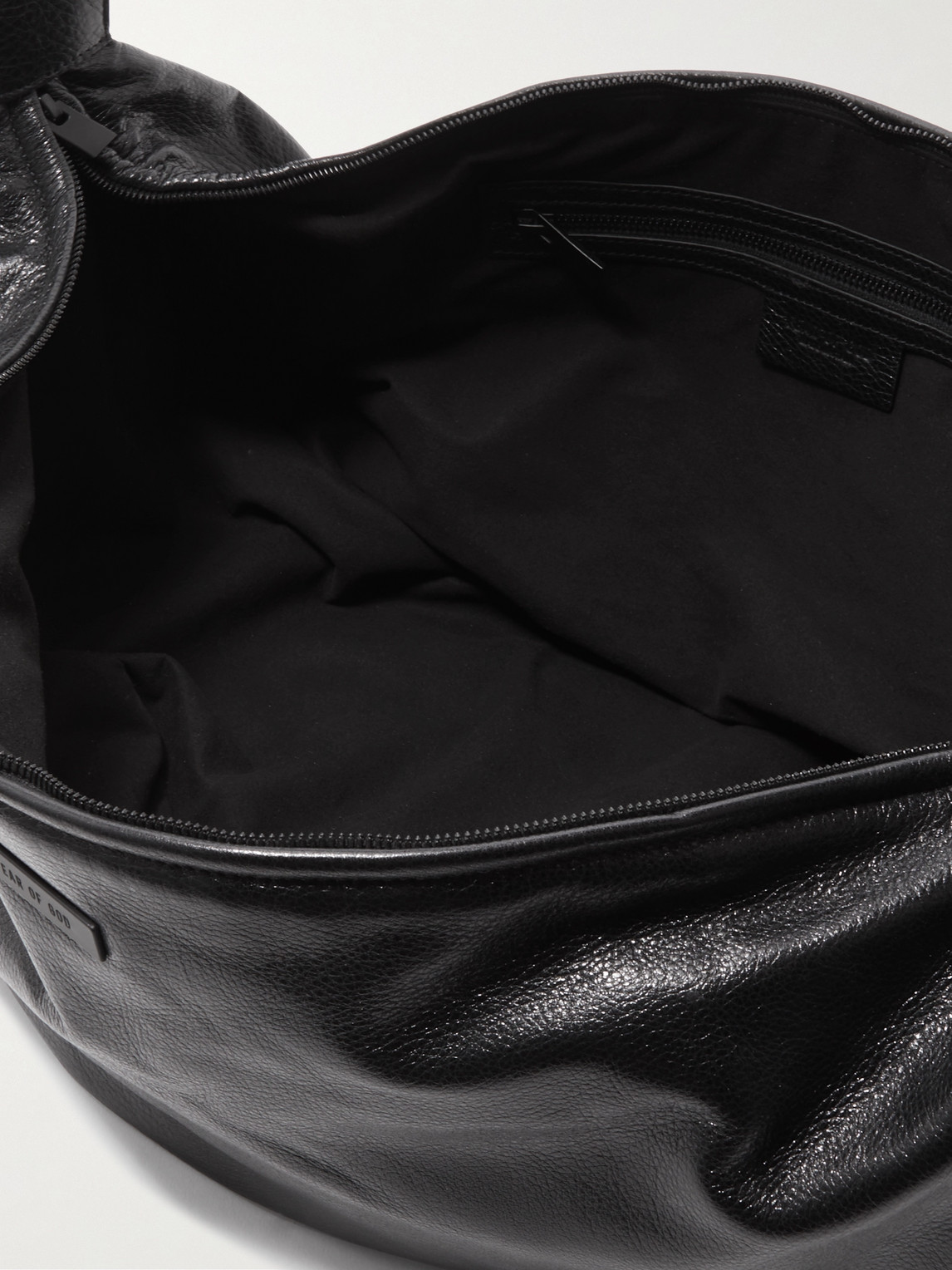 Shop Fear Of God Moto Full-grain Leather Messenger Bag In Black