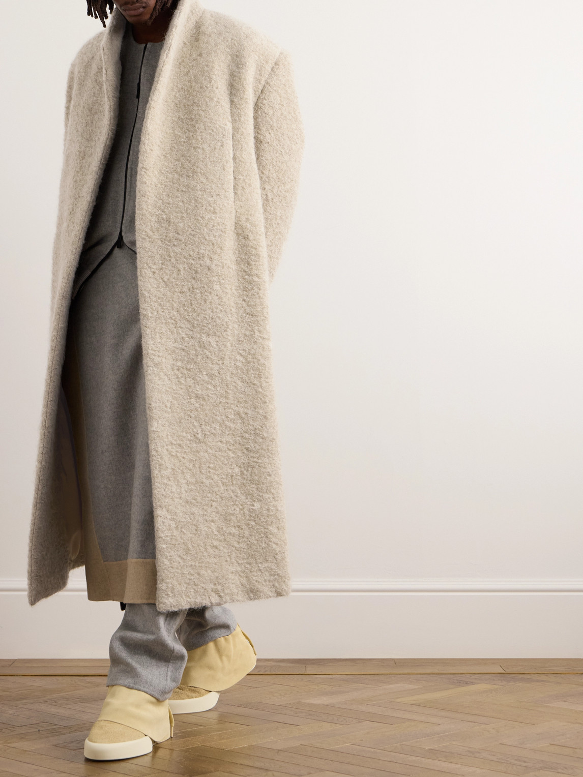 Shop Fear Of God Wool-blend Bouclé Overcoat In Neutrals