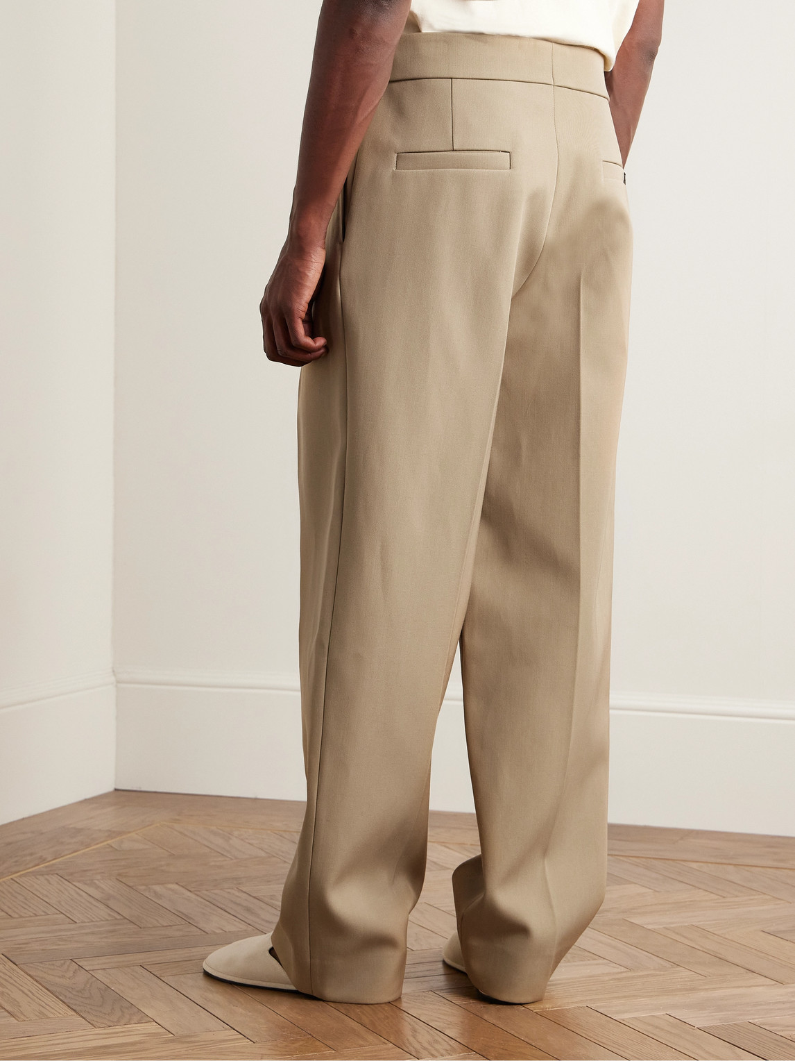 Shop Fear Of God Straight-leg Pleated Wool And Cotton-blend Twill Trousers In Neutrals
