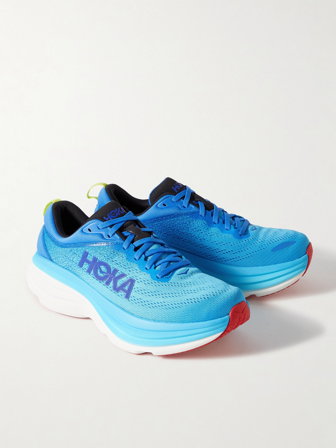 Shop Hoka One One Bondi 8 Rubber-trimmed Mesh Running Sneakers In Blue