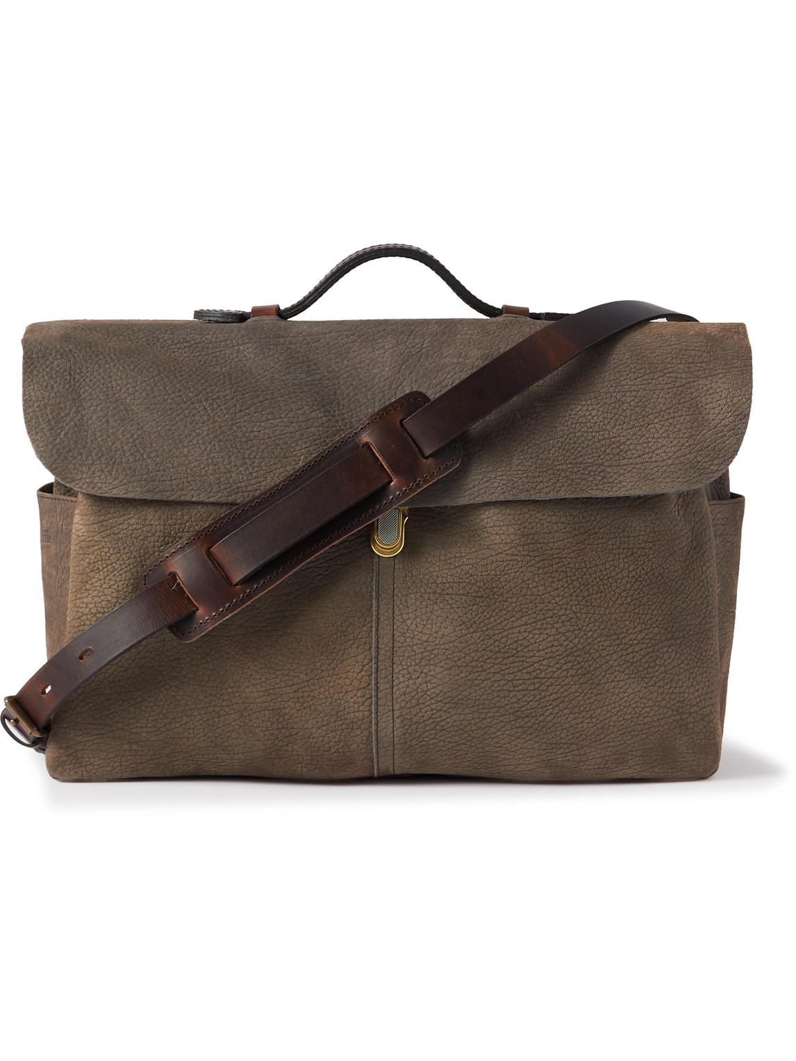 Bleu De Chauffe Charles Full-grain Nubuck Messenger Bag In Brown
