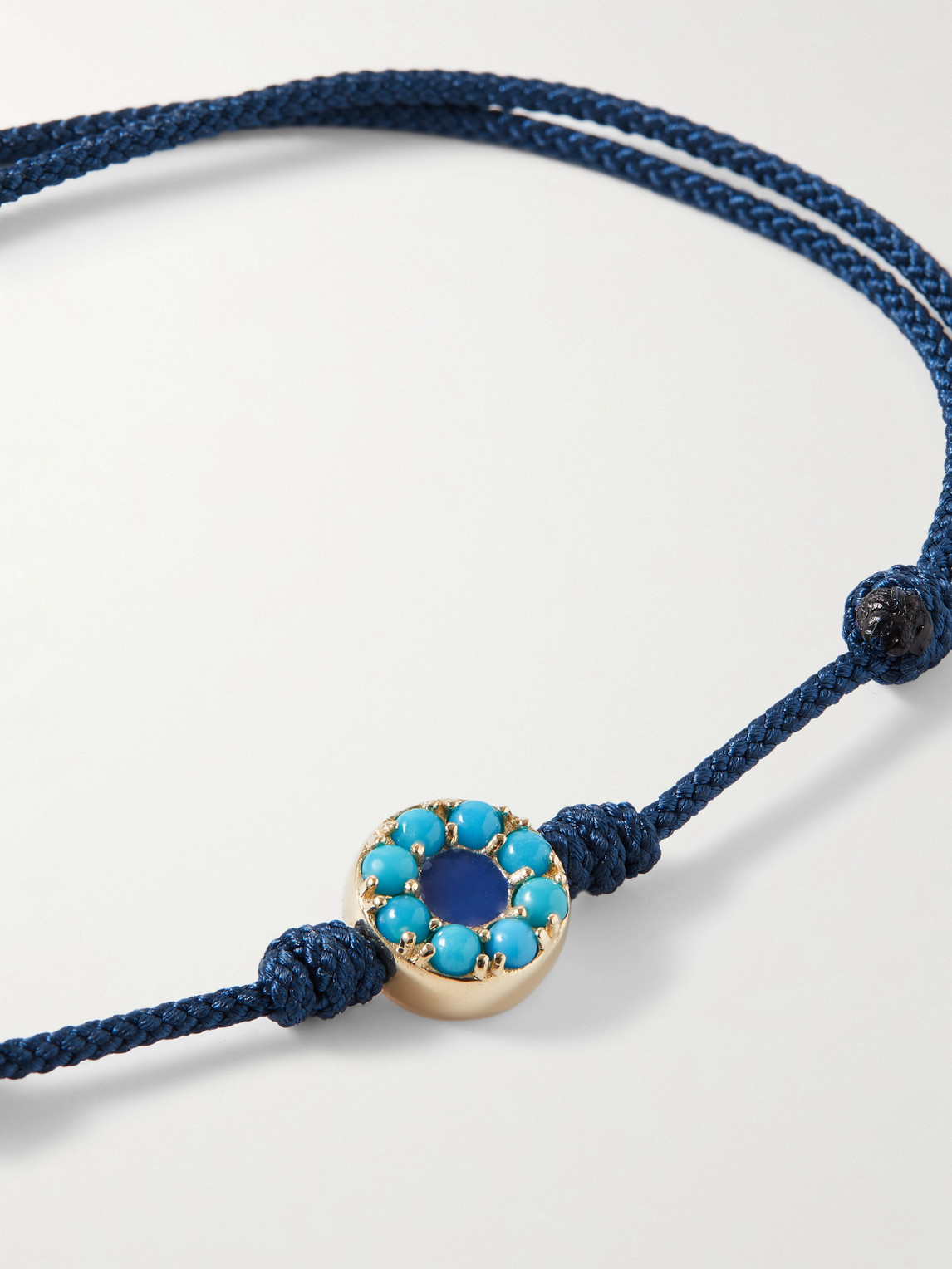 Shop Luis Morais Gold, Turquoise, Enamel And Cord Bracelet In Blue