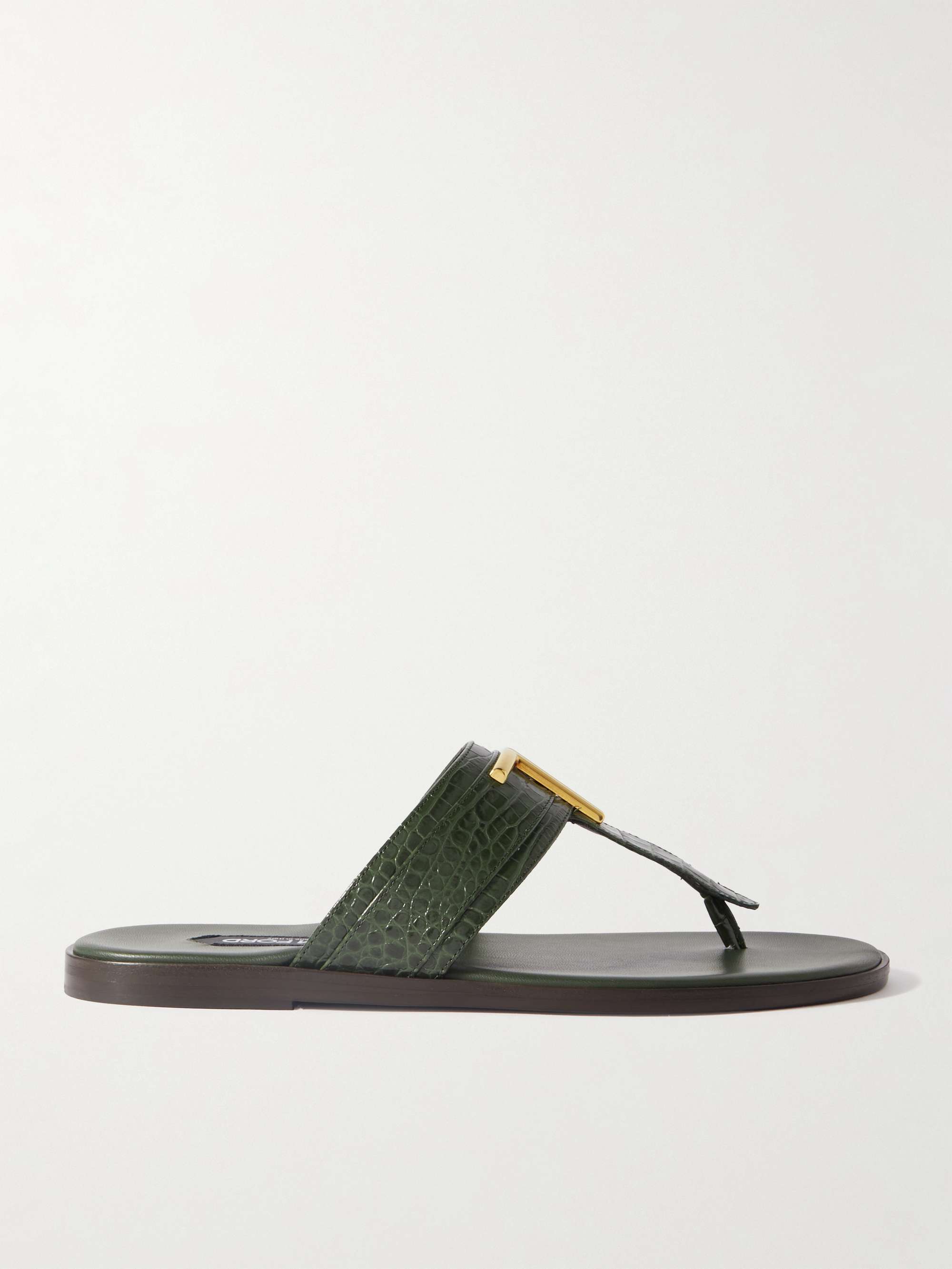 TOM FORD Brighton Logo-Embellished Croc-Effect Leather Sandals for Men | MR  PORTER
