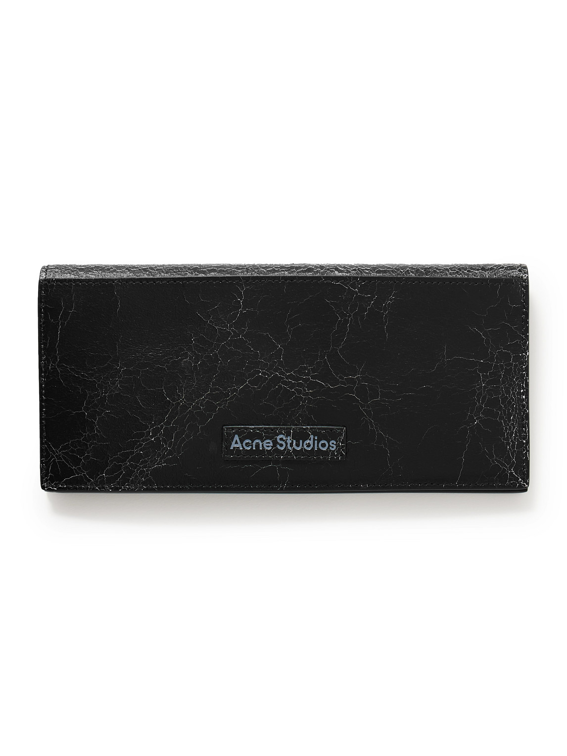 Acne Studios Logo-print Cracked-leather Bifold Wallet In Black
