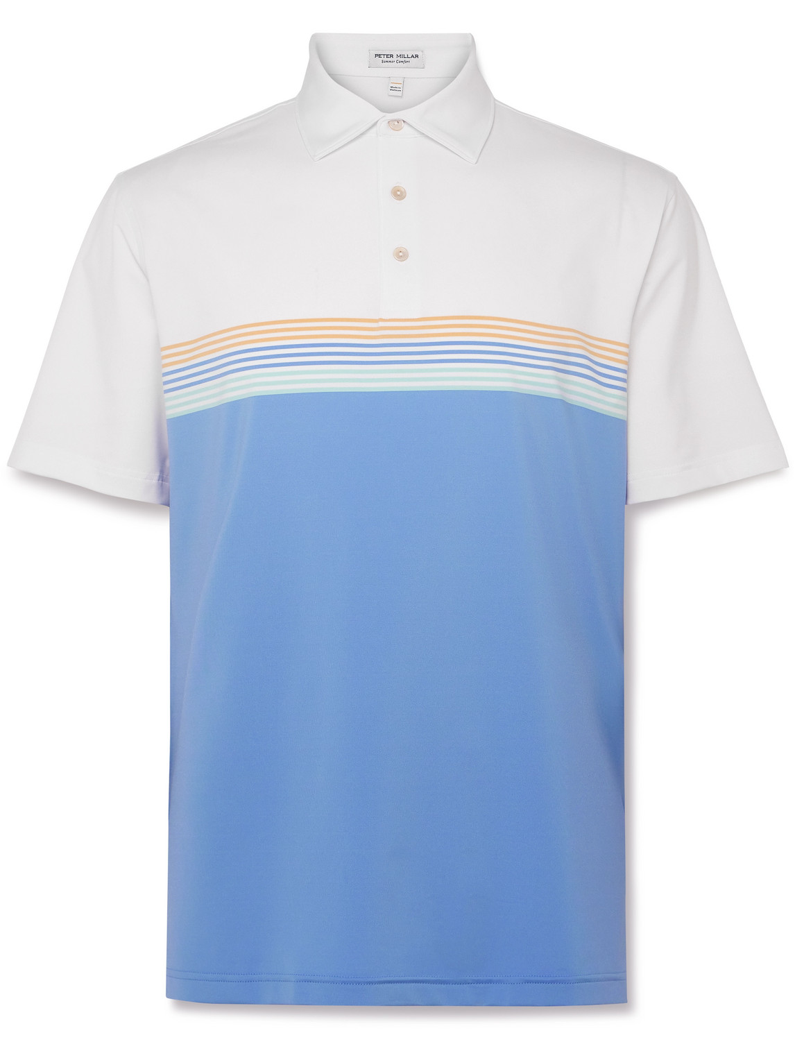 Peter Millar Windham Striped Tech-jersey Golf Polo Shirt In White