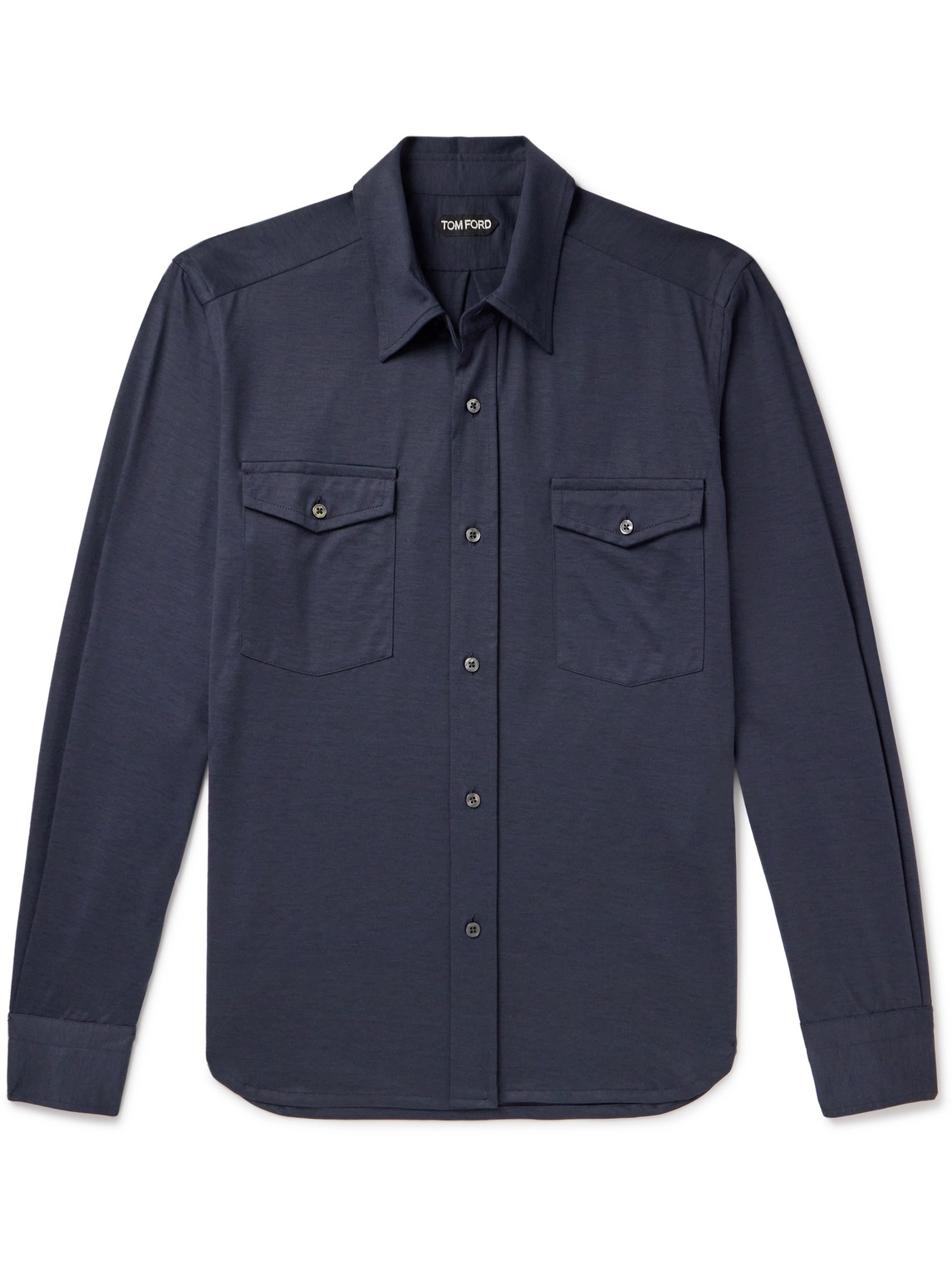 Tom Ford Silk And Cotton-blend Shirt In Blue