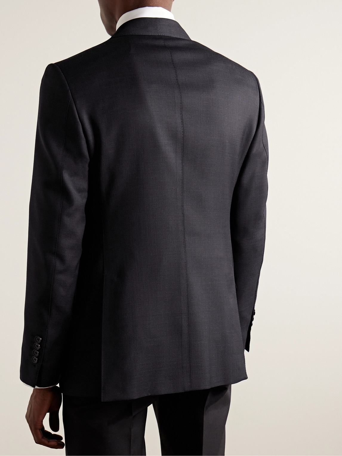 Shop Tom Ford Shelton Slim-fit Sharkskin Wool-blend Suit Jacket In Blue