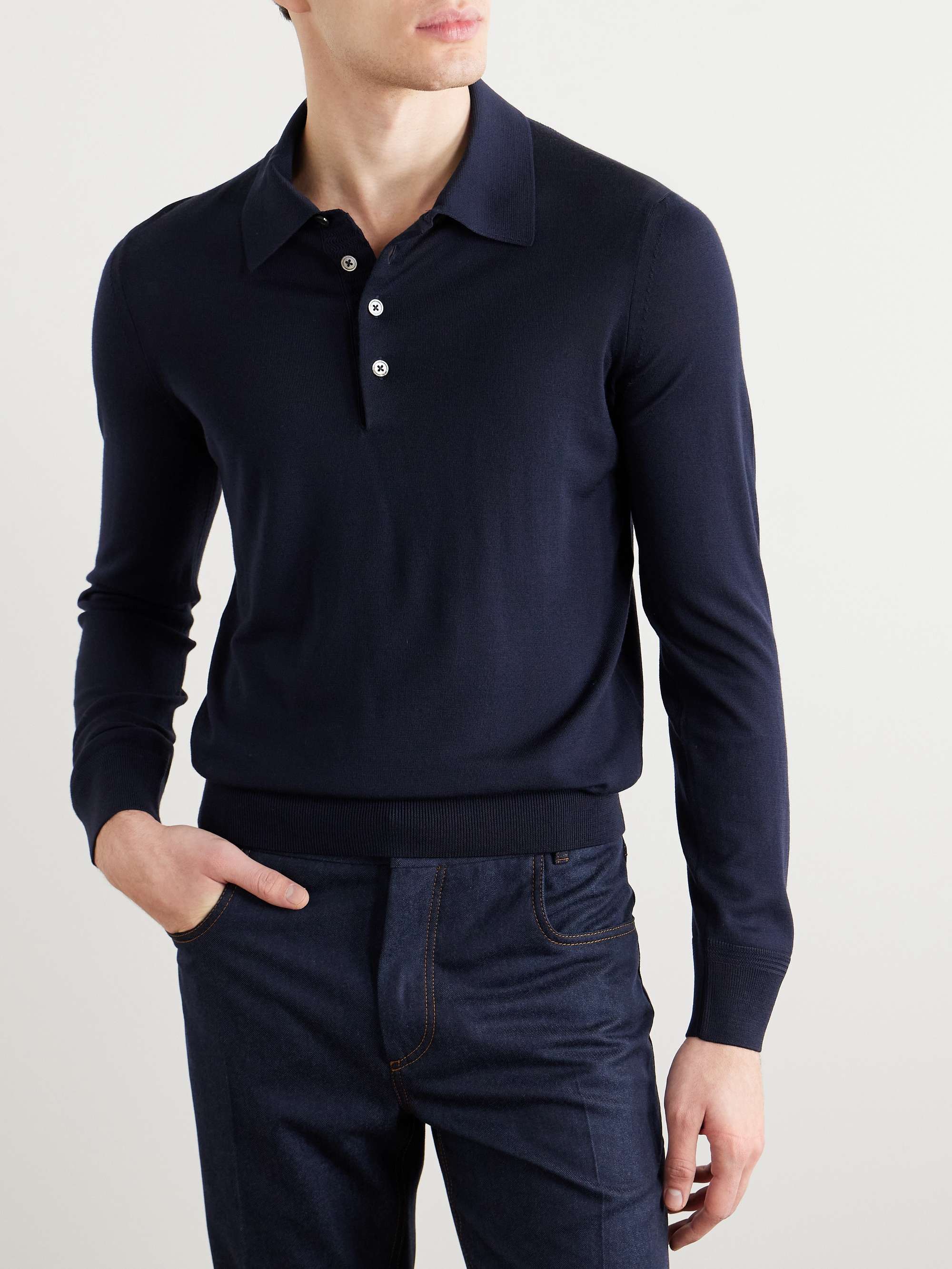 TOM FORD Slim-Fit Wool Polo Shirt for Men | MR PORTER