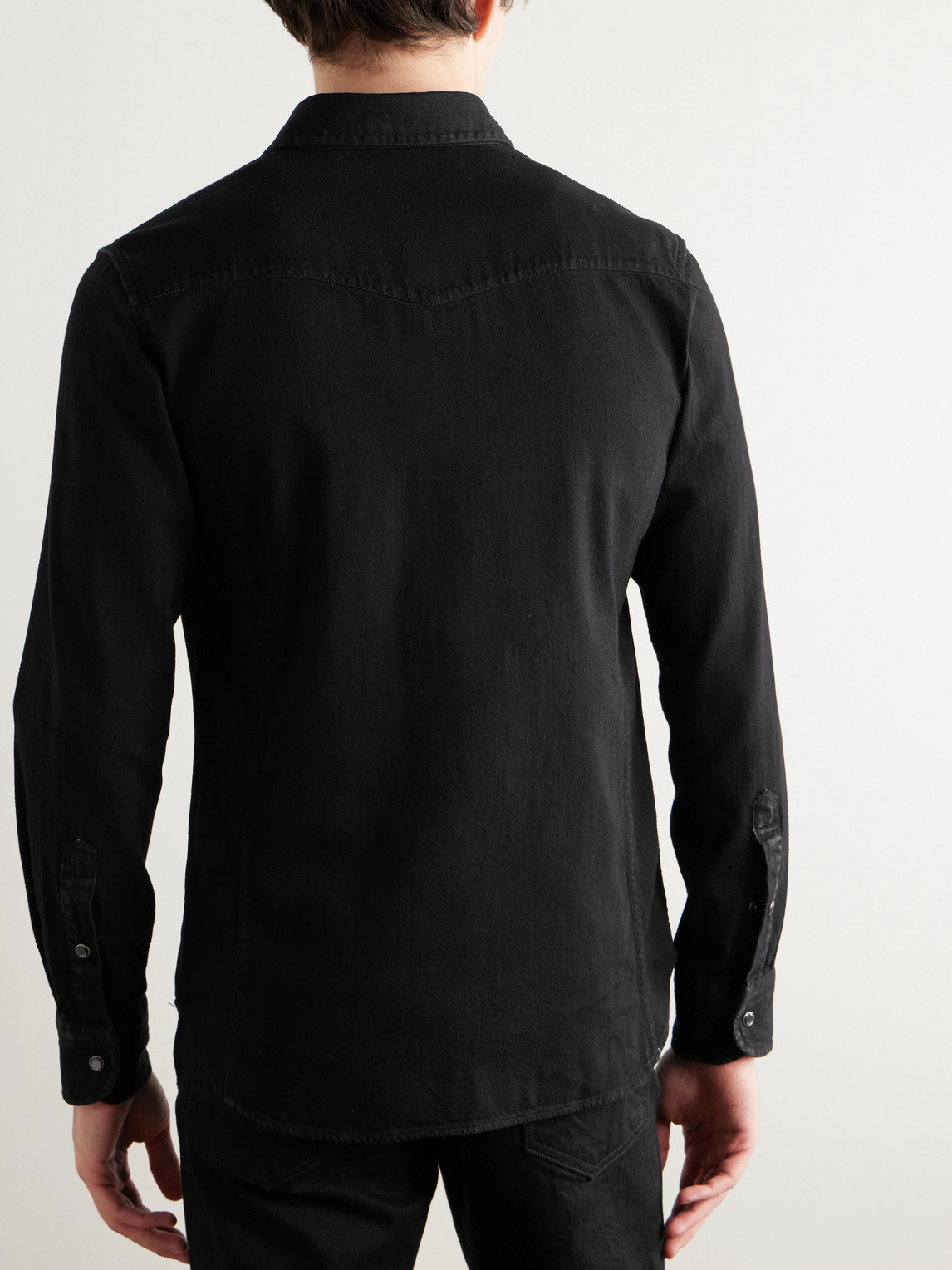Shop Tom Ford Denim Western Shirt In Black