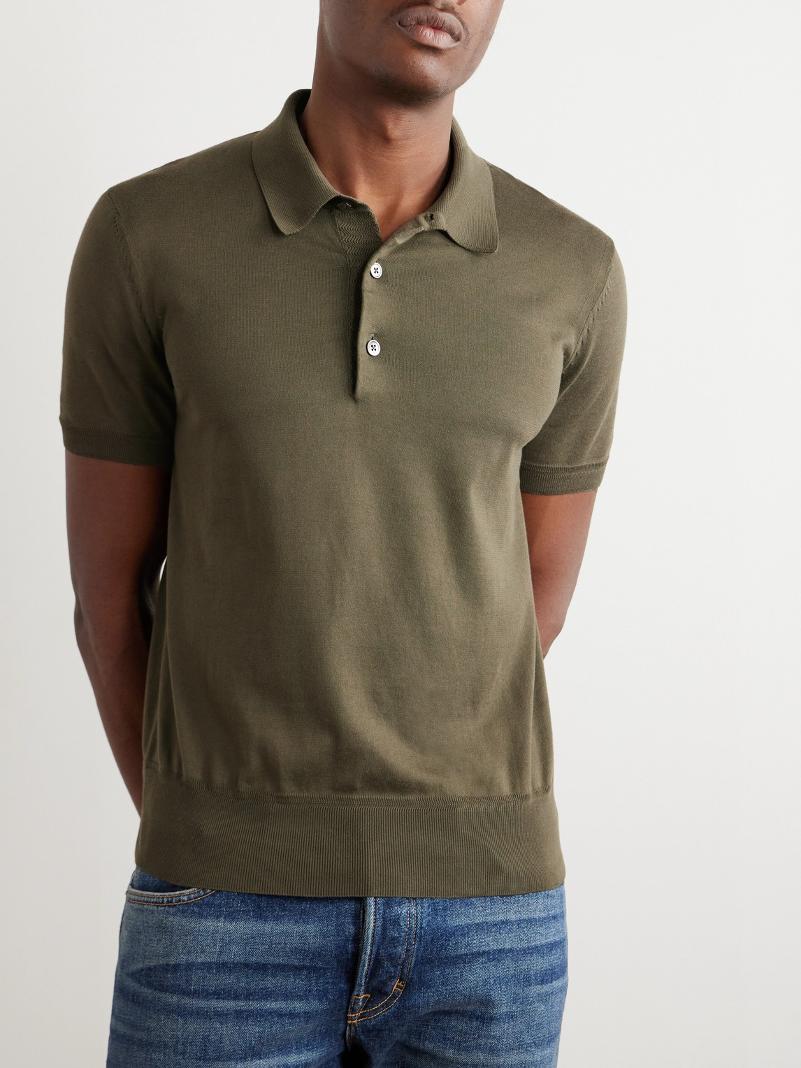 Shop Tom Ford Slim-fit Cotton Polo Shirt In Green
