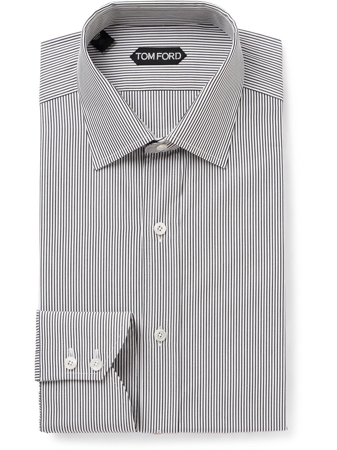 Tom Ford Striped Cotton-poplin Shirt In White