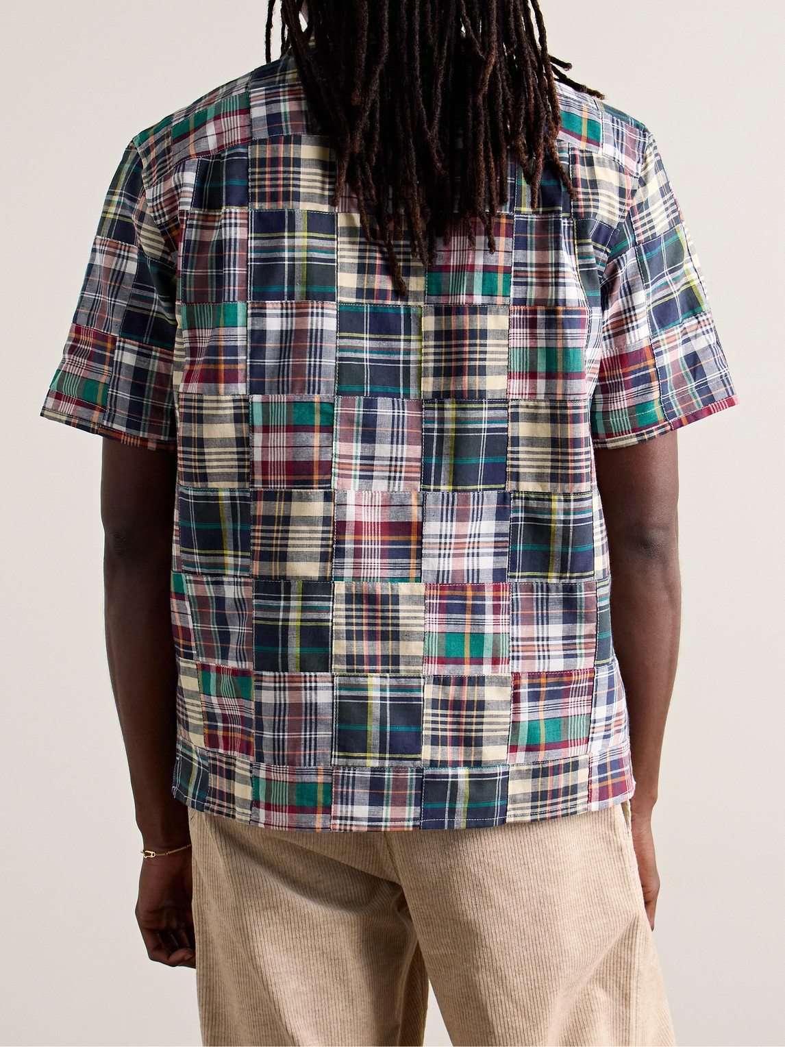 Shop Alex Mill Convertible-collar Patchwork Checked Cotton-madras Shirt In Multi