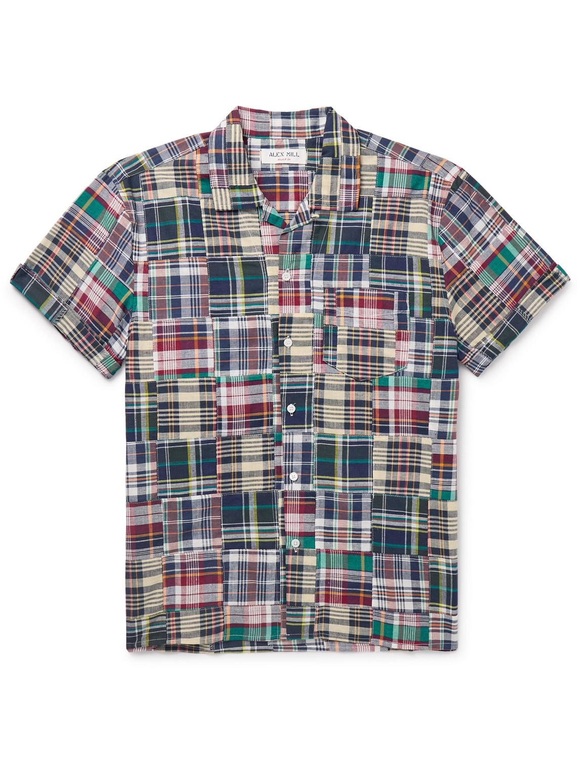 Shop Alex Mill Convertible-collar Patchwork Checked Cotton-madras Shirt In Multi