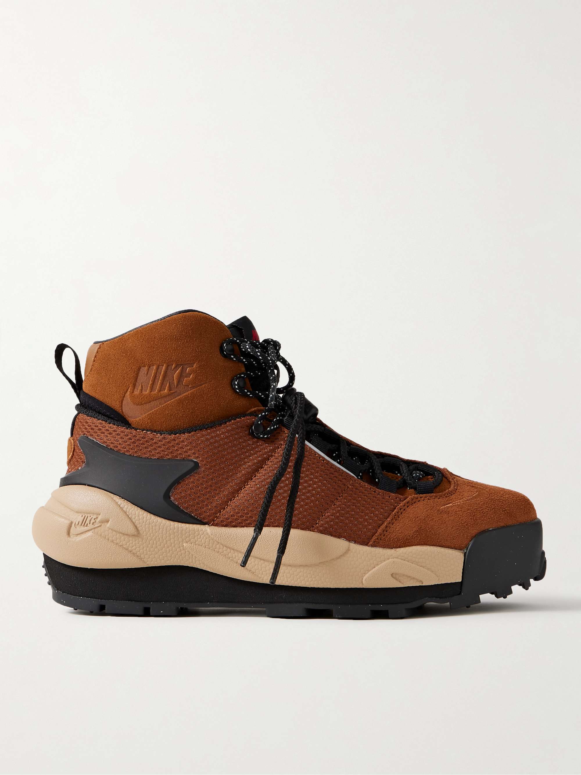 NIKE + sacai Magmascape Suede-Trimmed Quilted Mesh High-Top Sneakers for  Men | MR PORTER