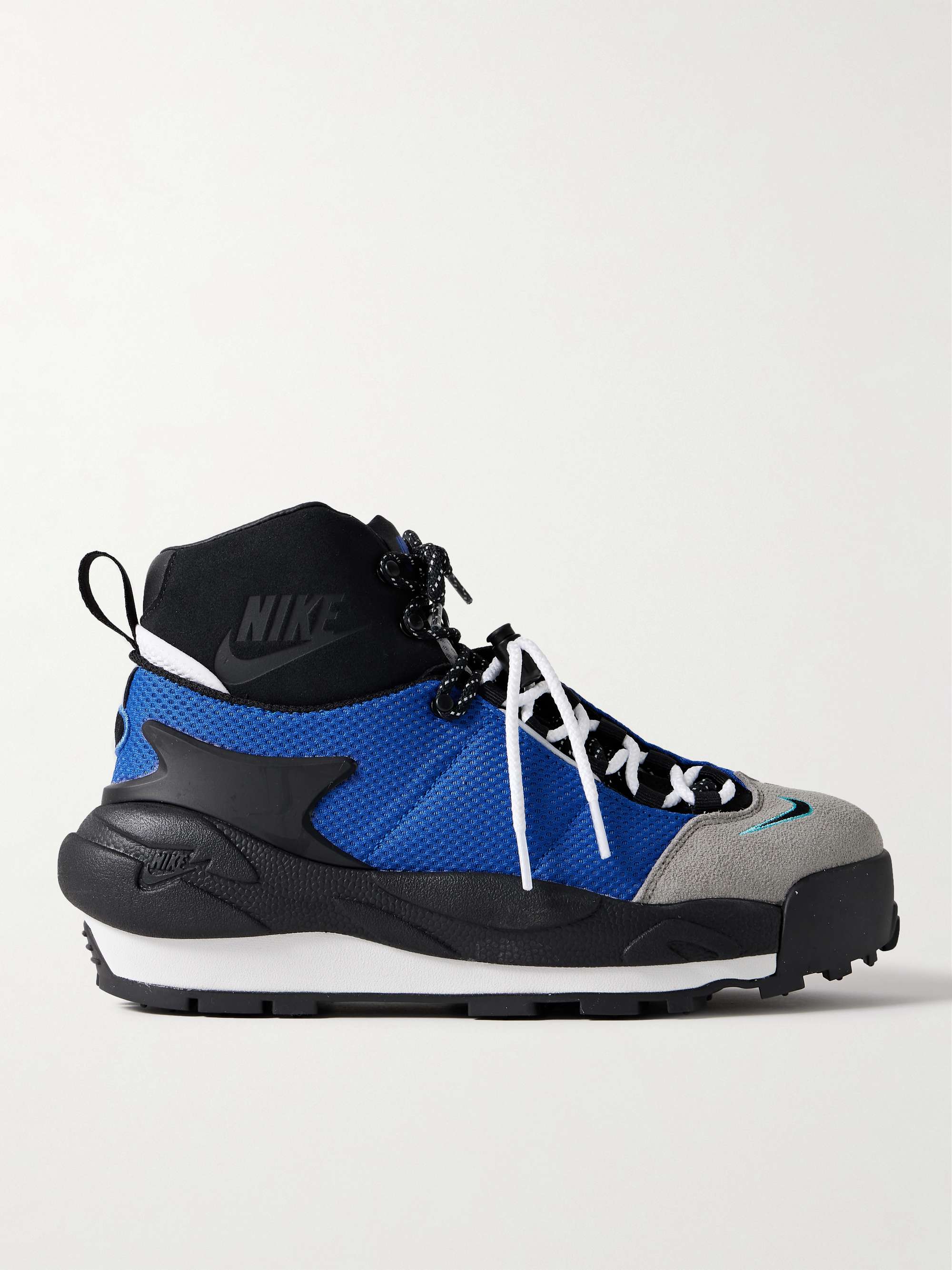 NIKE + sacai Magmascape Suede-Trimmed Quilted Mesh High-Top Sneakers for  Men | MR PORTER