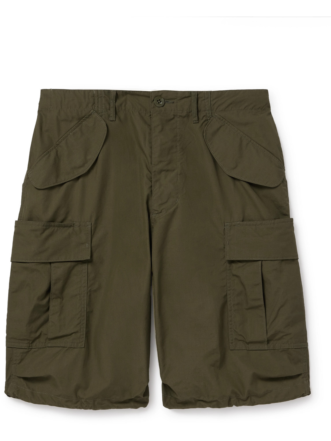 Beams Straight-leg Cotton-ripstop Cargo Shorts In Green