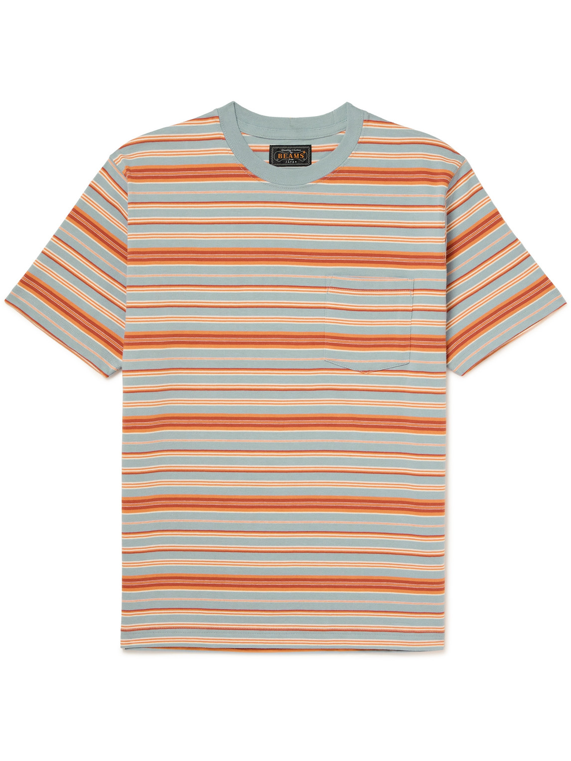 Beams Striped Cotton-jersey T-shirt In Orange