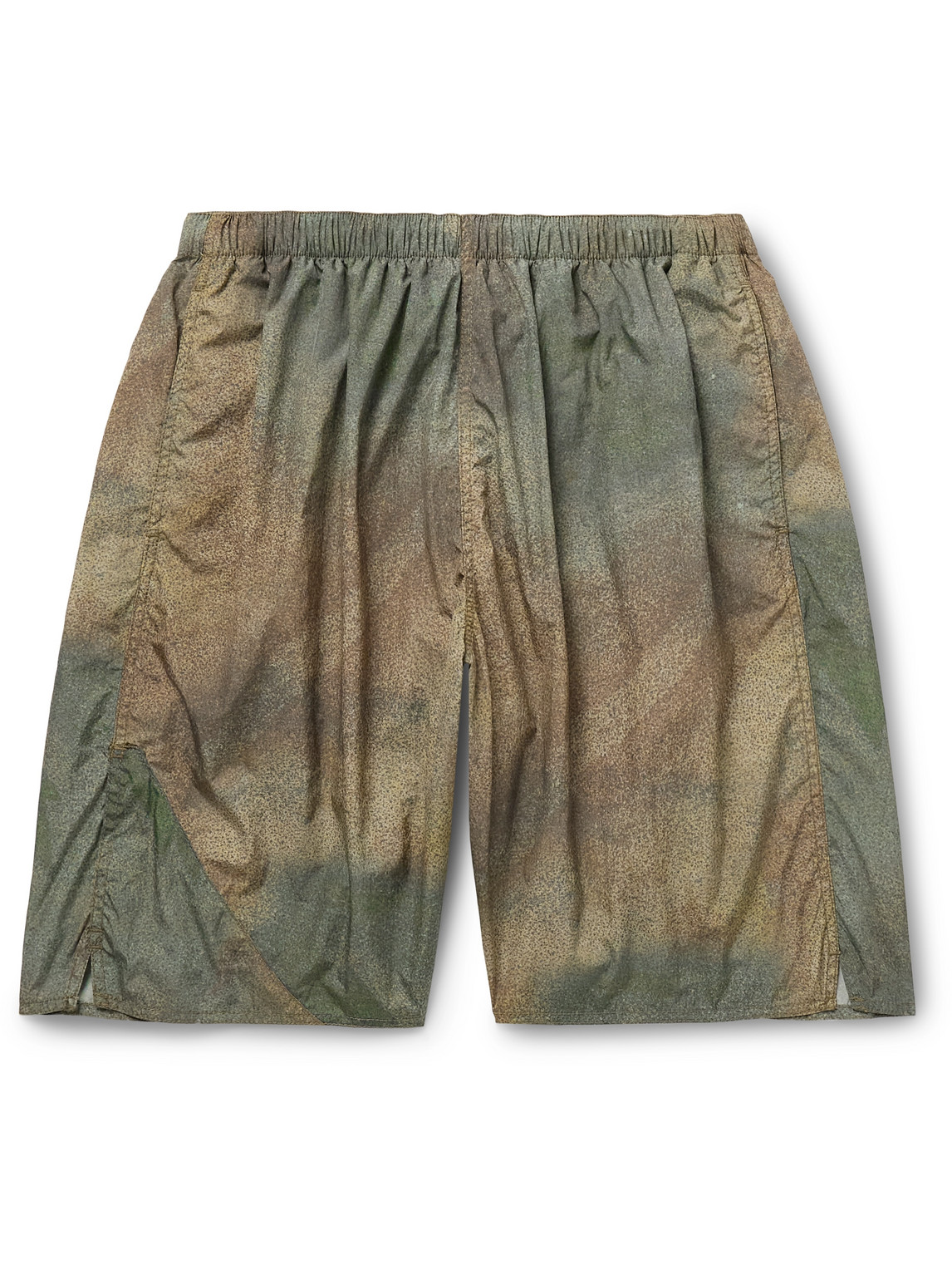 Beams Straight-leg Printed Crinkled-nylon Shorts In Neutrals