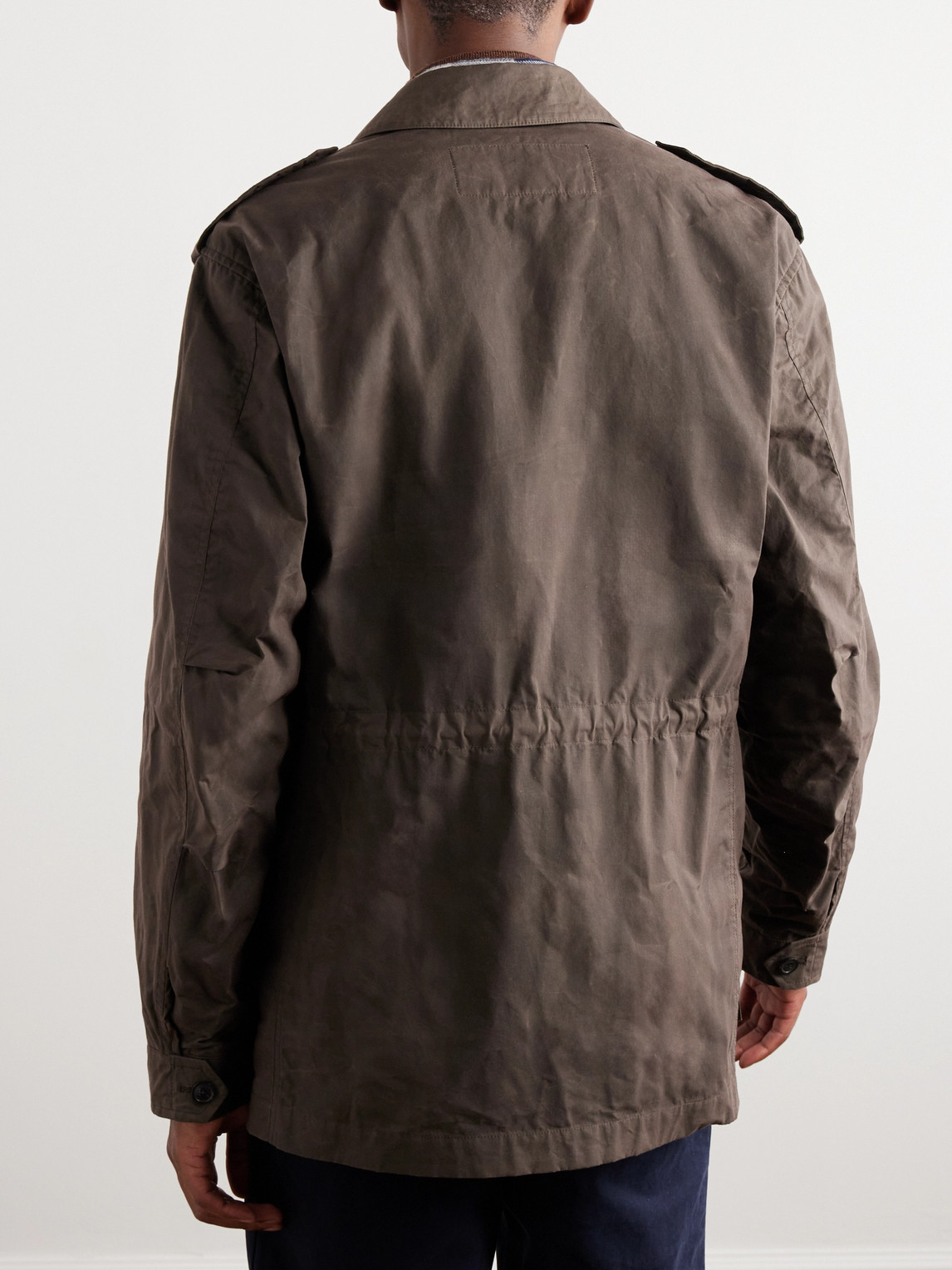 Shop Purdey Leather-trimmed Cotton Field Jacket In Brown