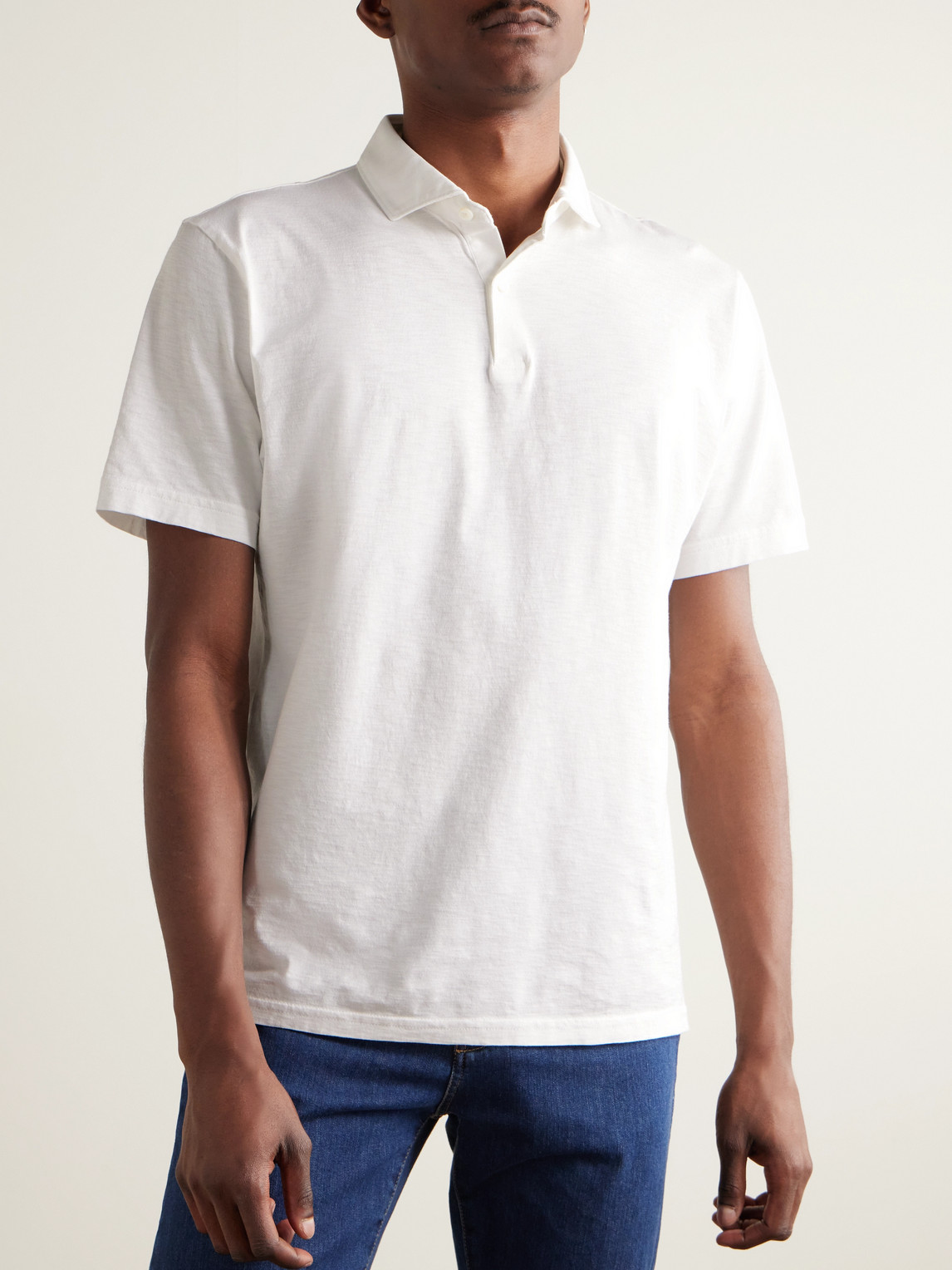 Shop Peter Millar Journeyman Pima Cotton-jersey Polo Shirt In White