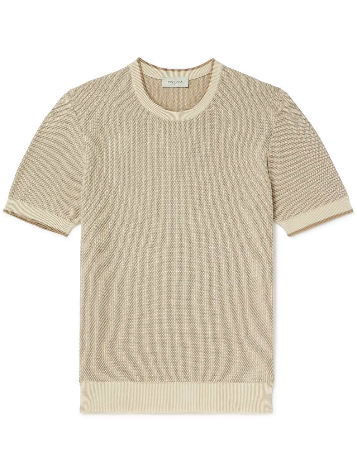 Piacenza 1733 Waffle-knit Cotton T-shirt In Neutrals