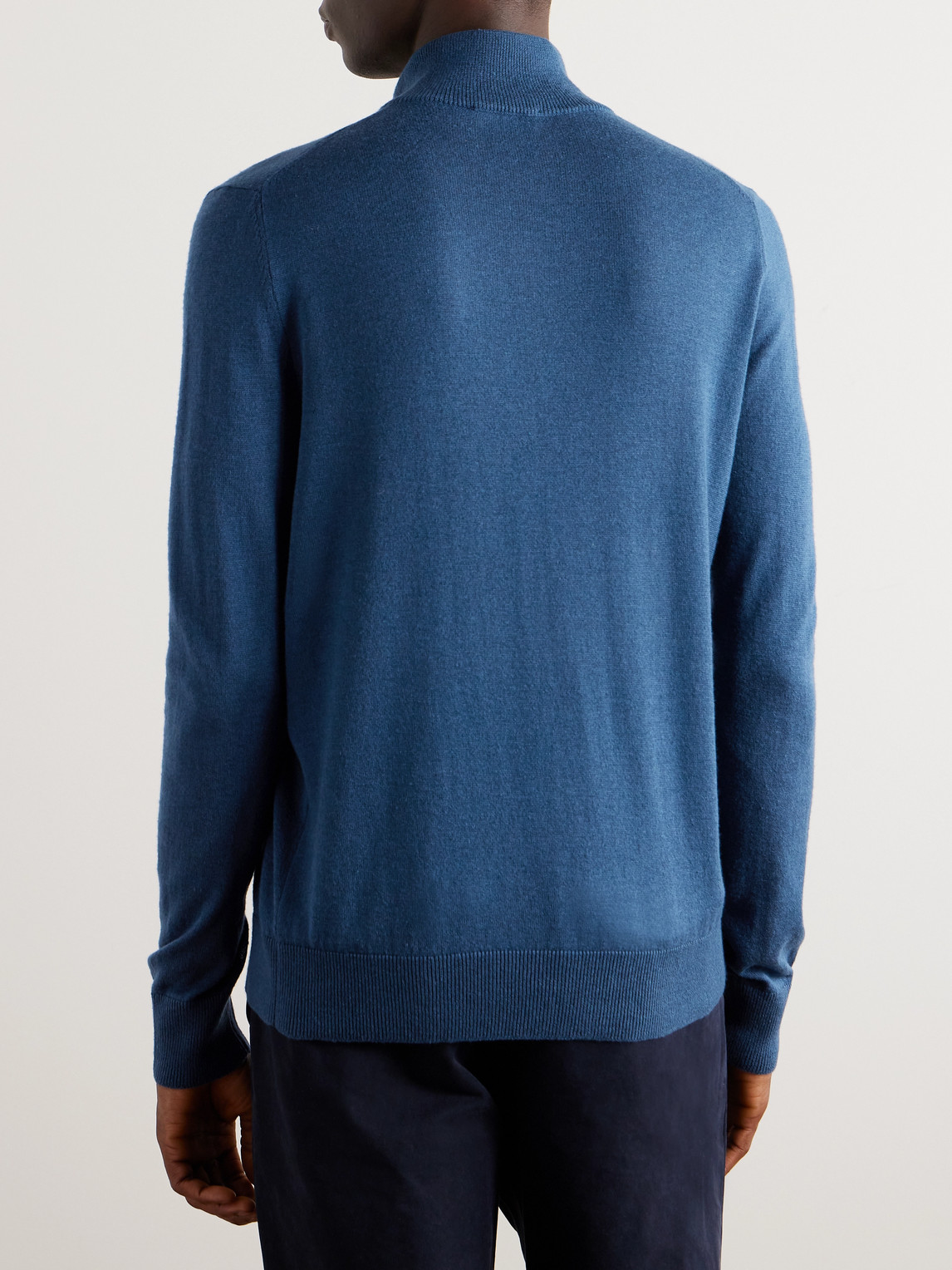 Shop Piacenza 1733 Silk And Cashmere-blend Half-zip Sweater In Blue