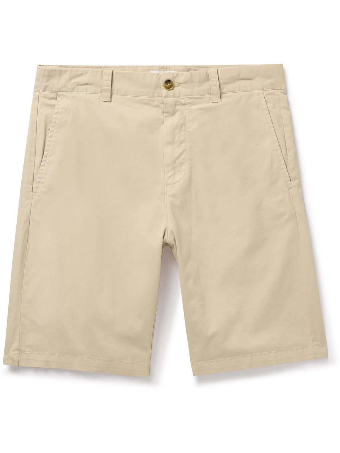 Nn07 Crown 1090 Straight-leg Brushed Organic Cotton-blend Twill Shorts In Neutrals