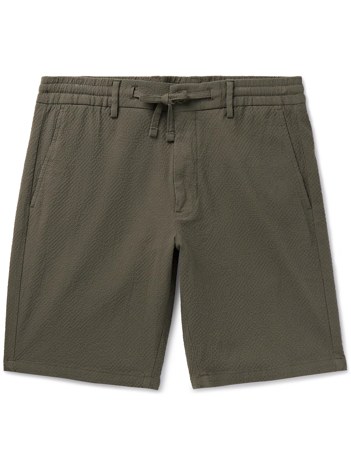 Nn07 Seb 1040 Cotton-blend Seersucker Shorts In Green
