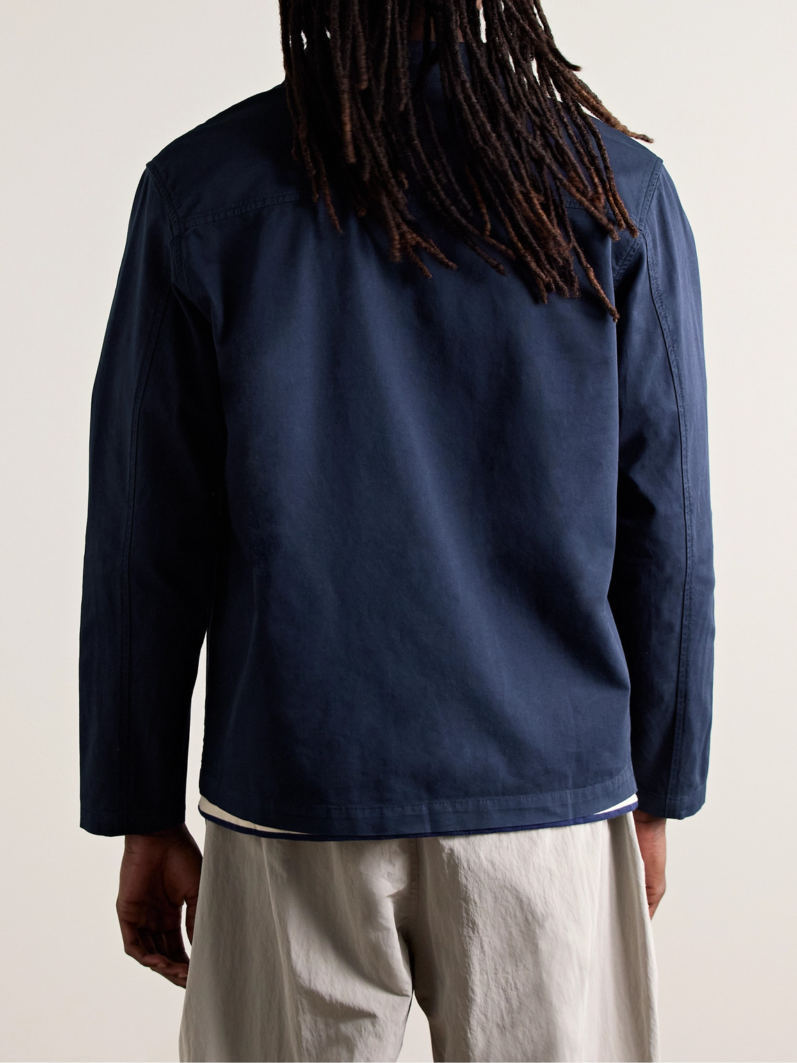 Shop Nn07 Yuki 1803 Garment-dyed Organic Cotton-blend Shirt Jacket In Blue