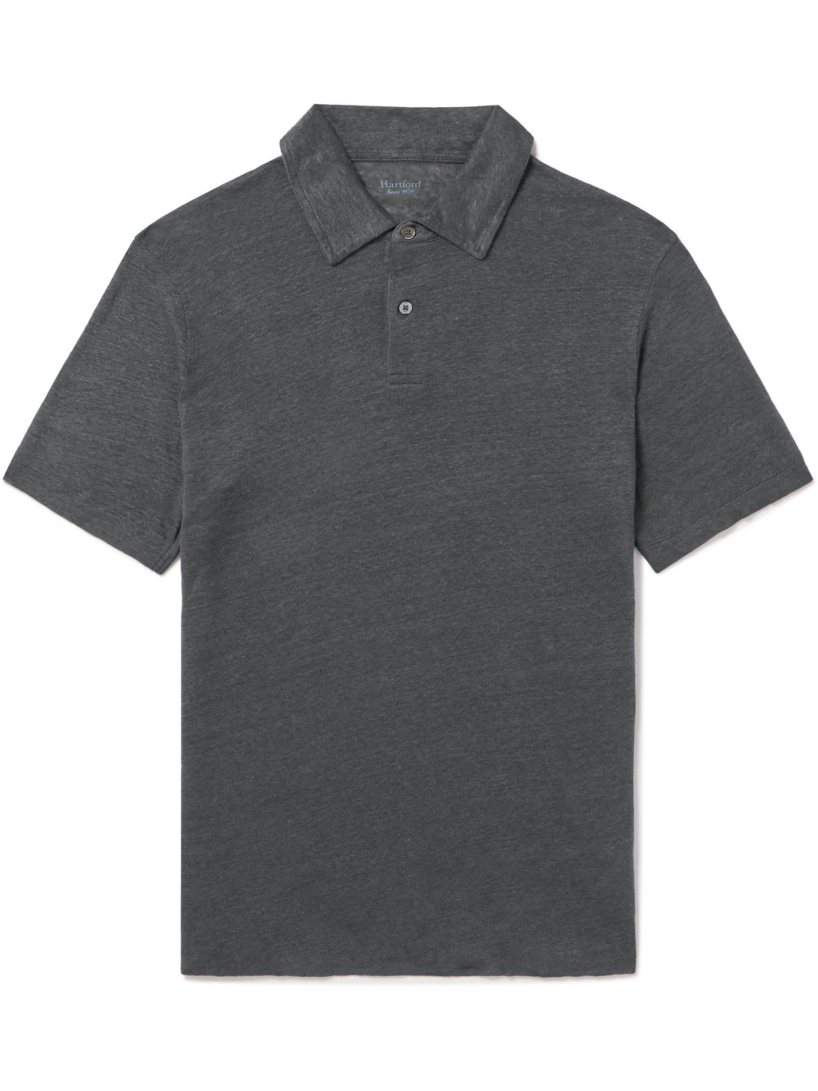 Hartford Linen Polo Shirt In Gray